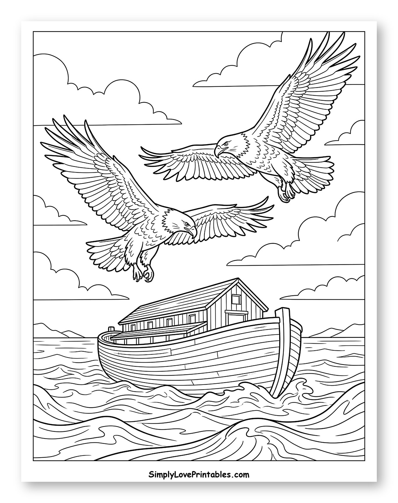Two Eagles Flying Above Noah's Ark