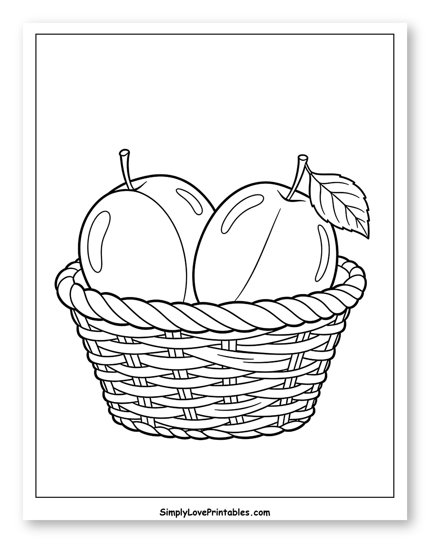 Two Fresh Plums in a Woven Basket