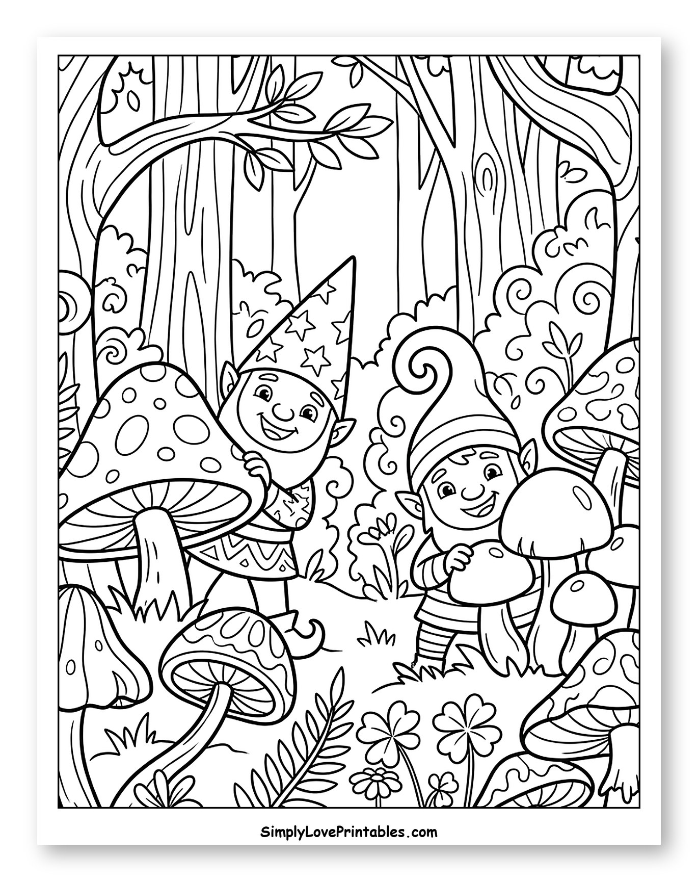 Two Friendly Gnomes and Many Mushrooms