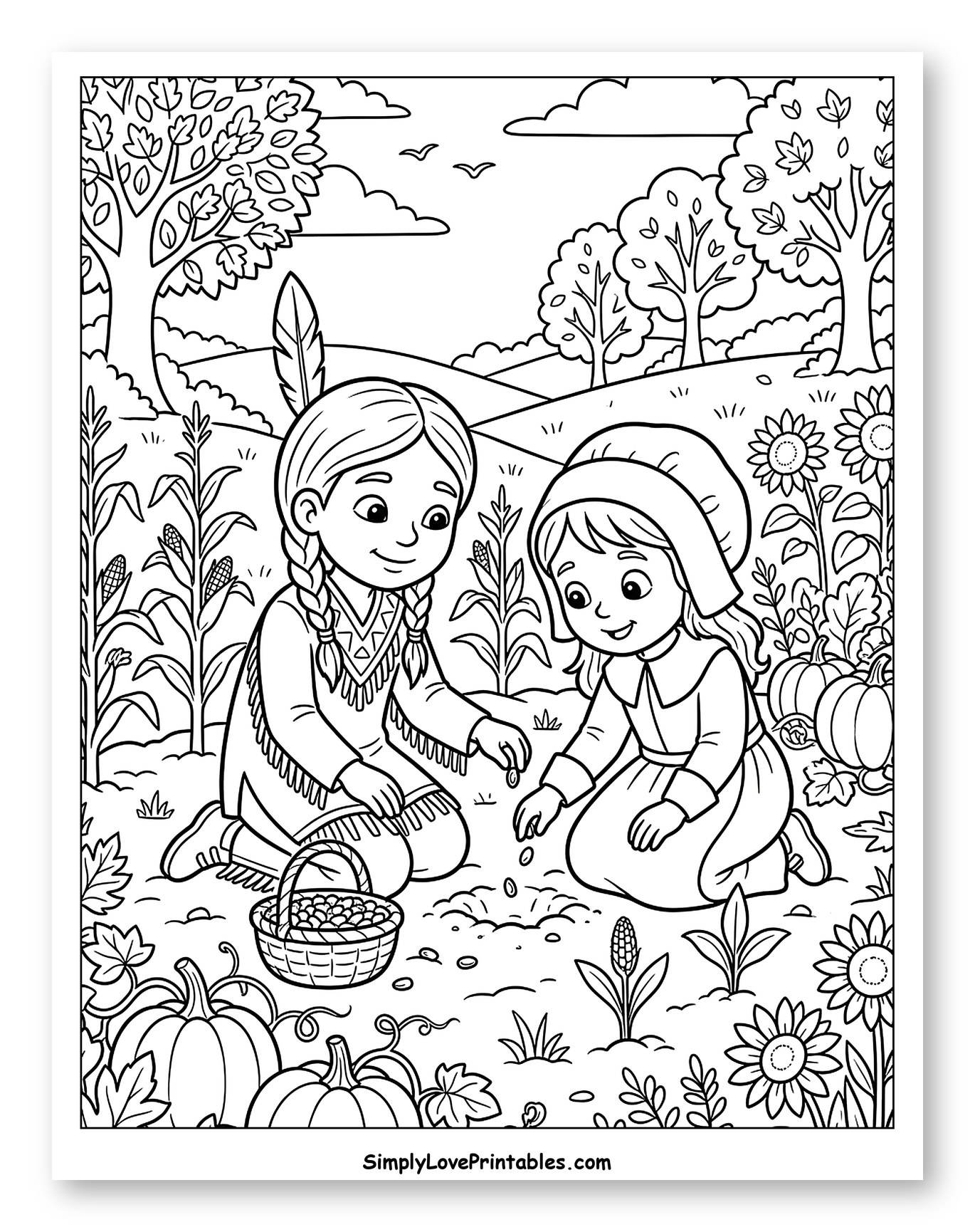 Two Girls Planting Seeds in a Garden