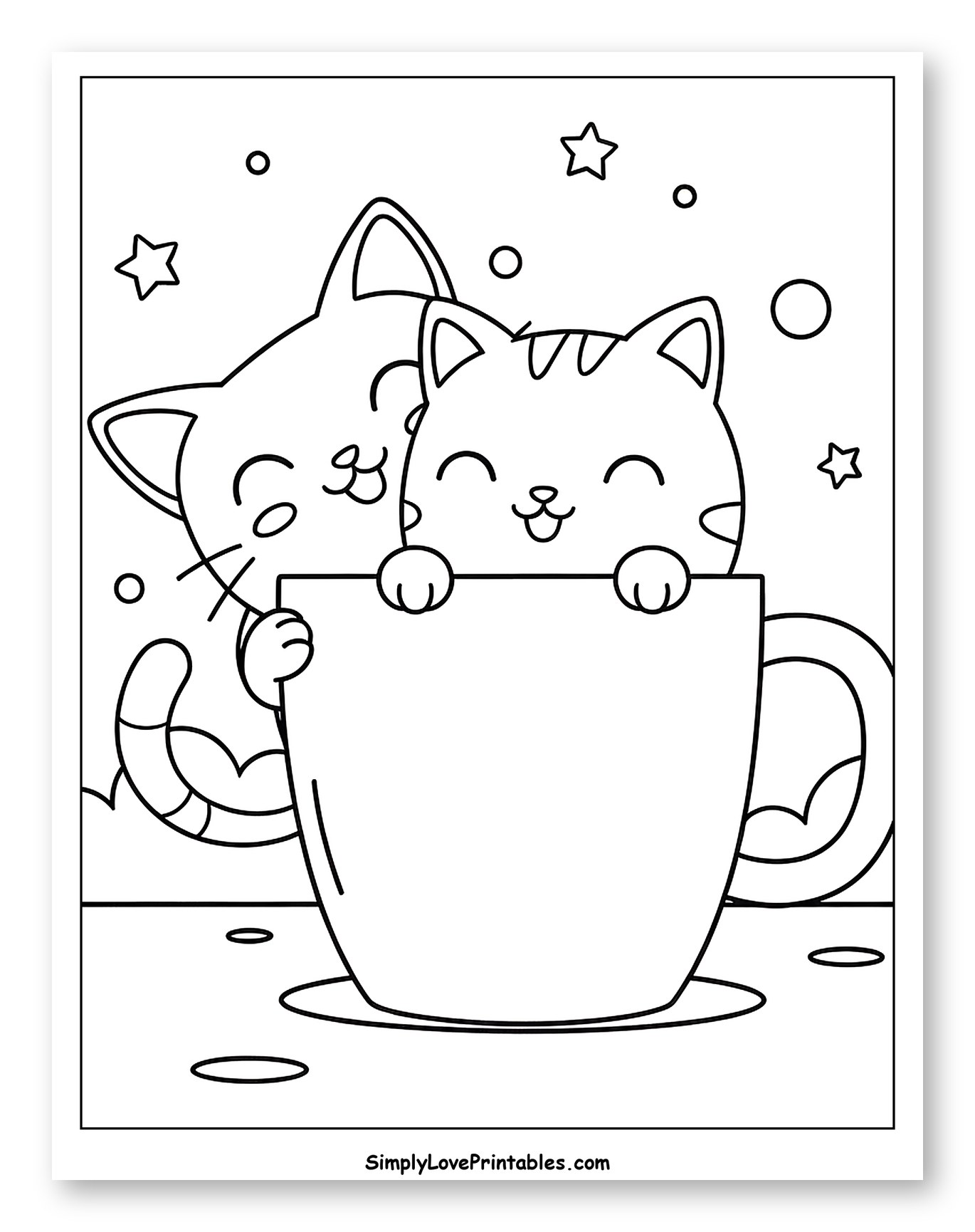 Two Happy Cats Peeking From a Mug
