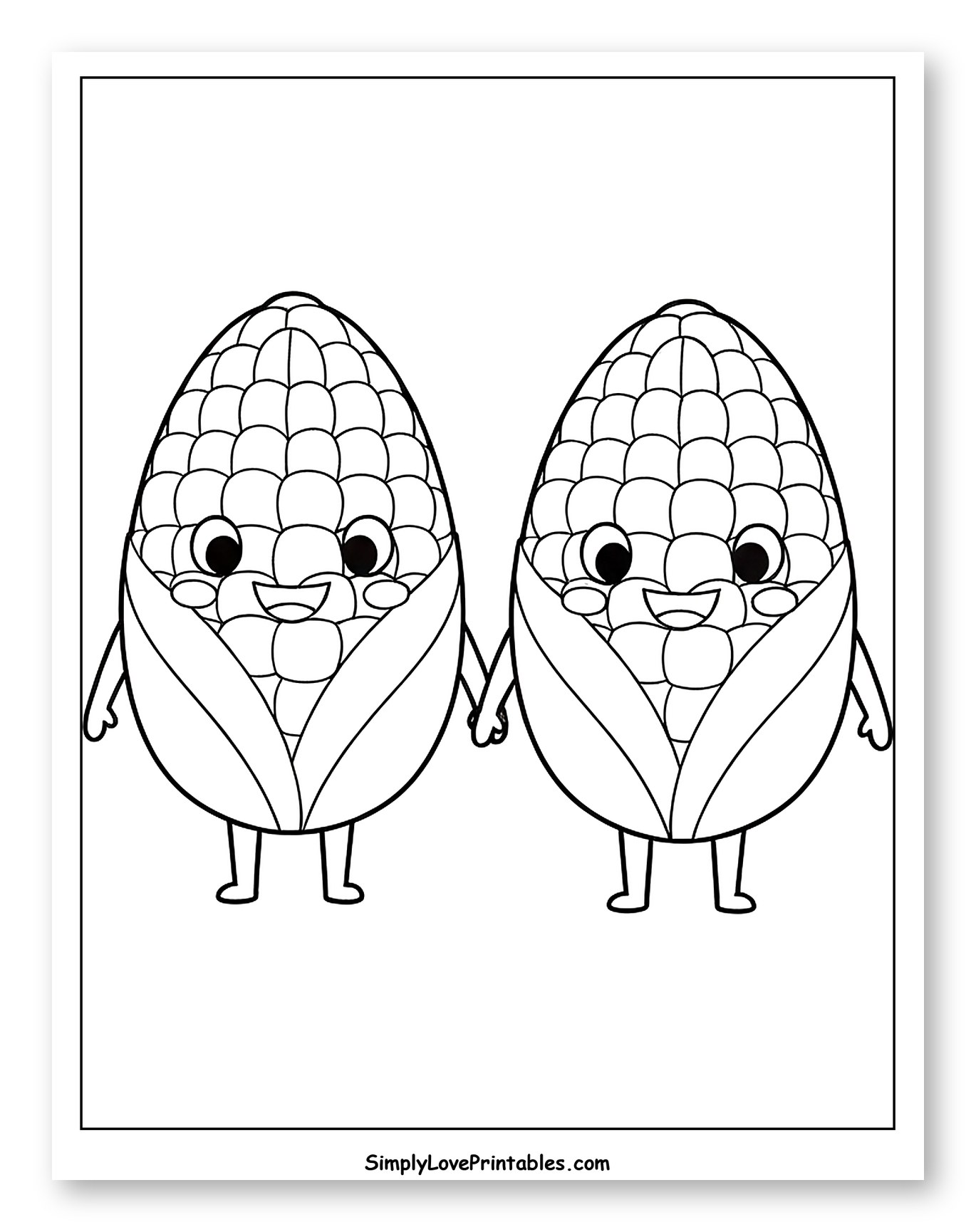 Two Happy Corn Cobs Holding Hands