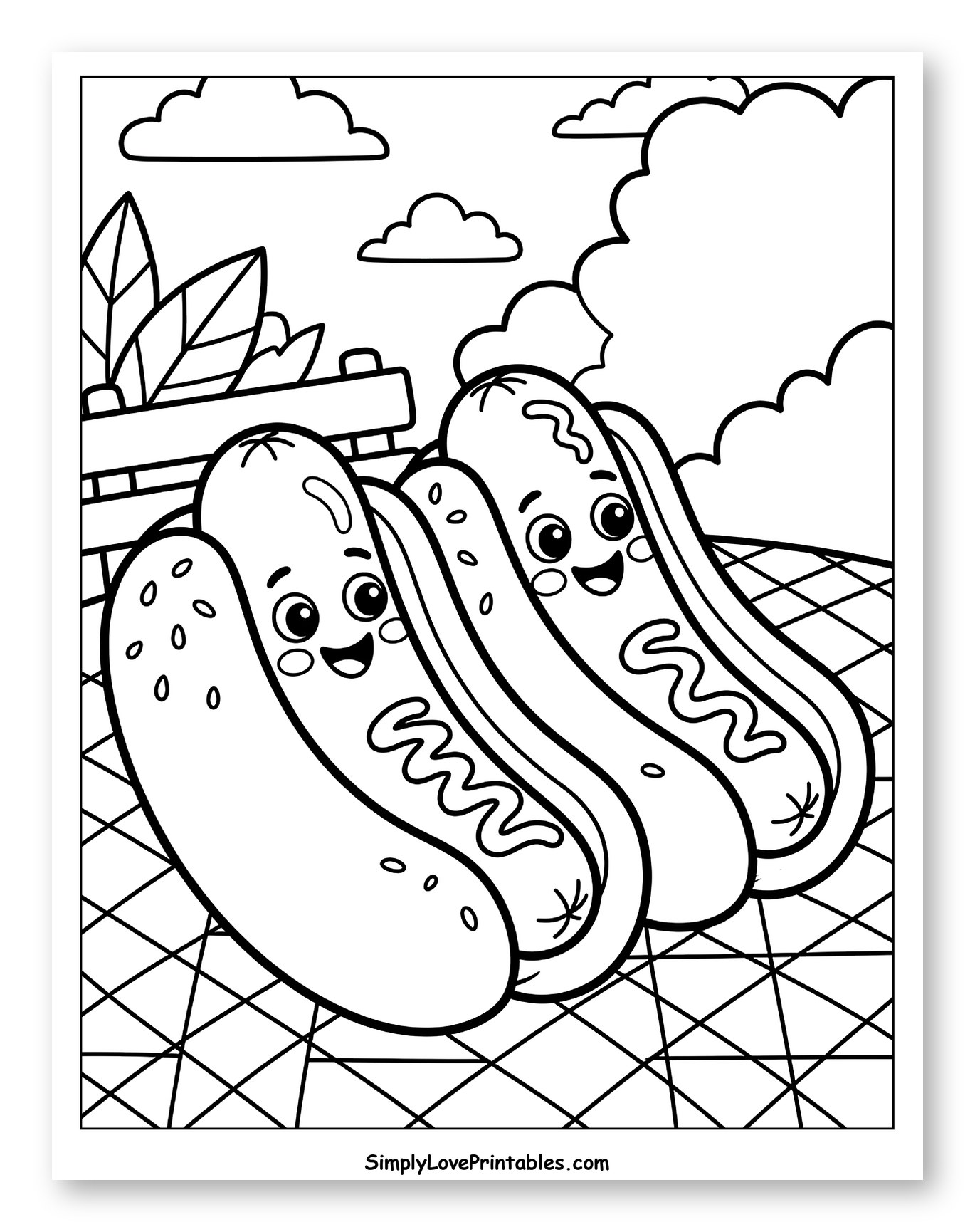 Two Happy Hot Dogs on a Picnic