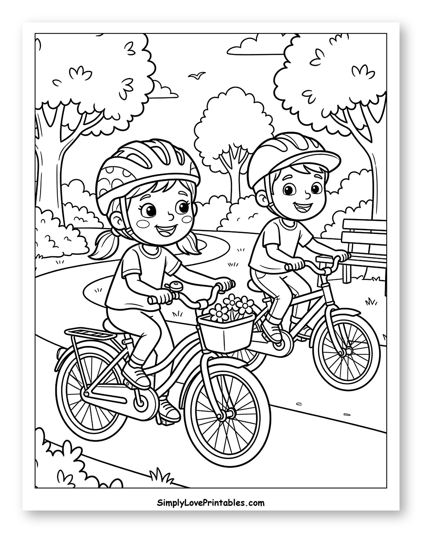 Two Kids Wearing Helmets Riding Bikes