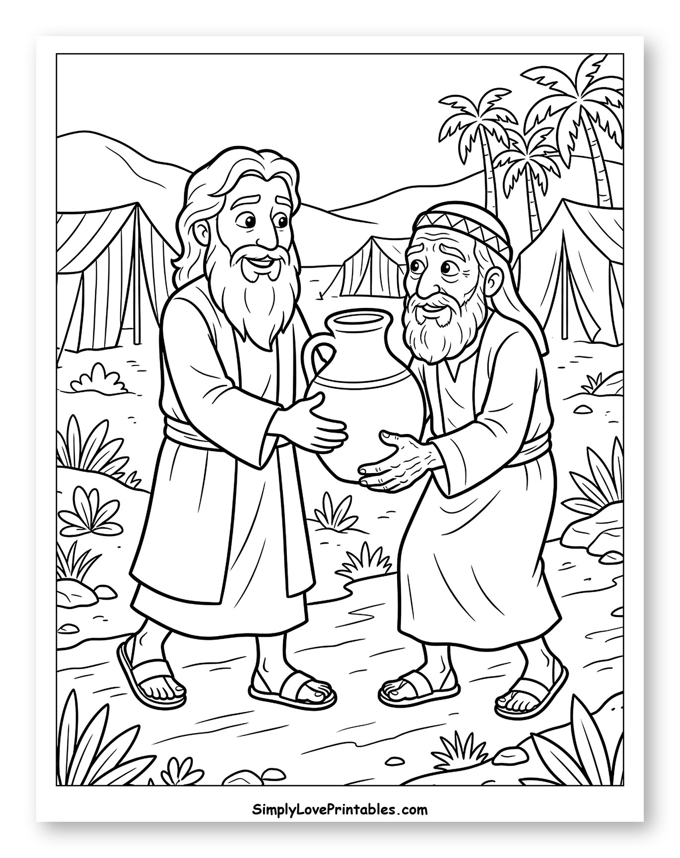 Two Men in a Desert Camp Sharing