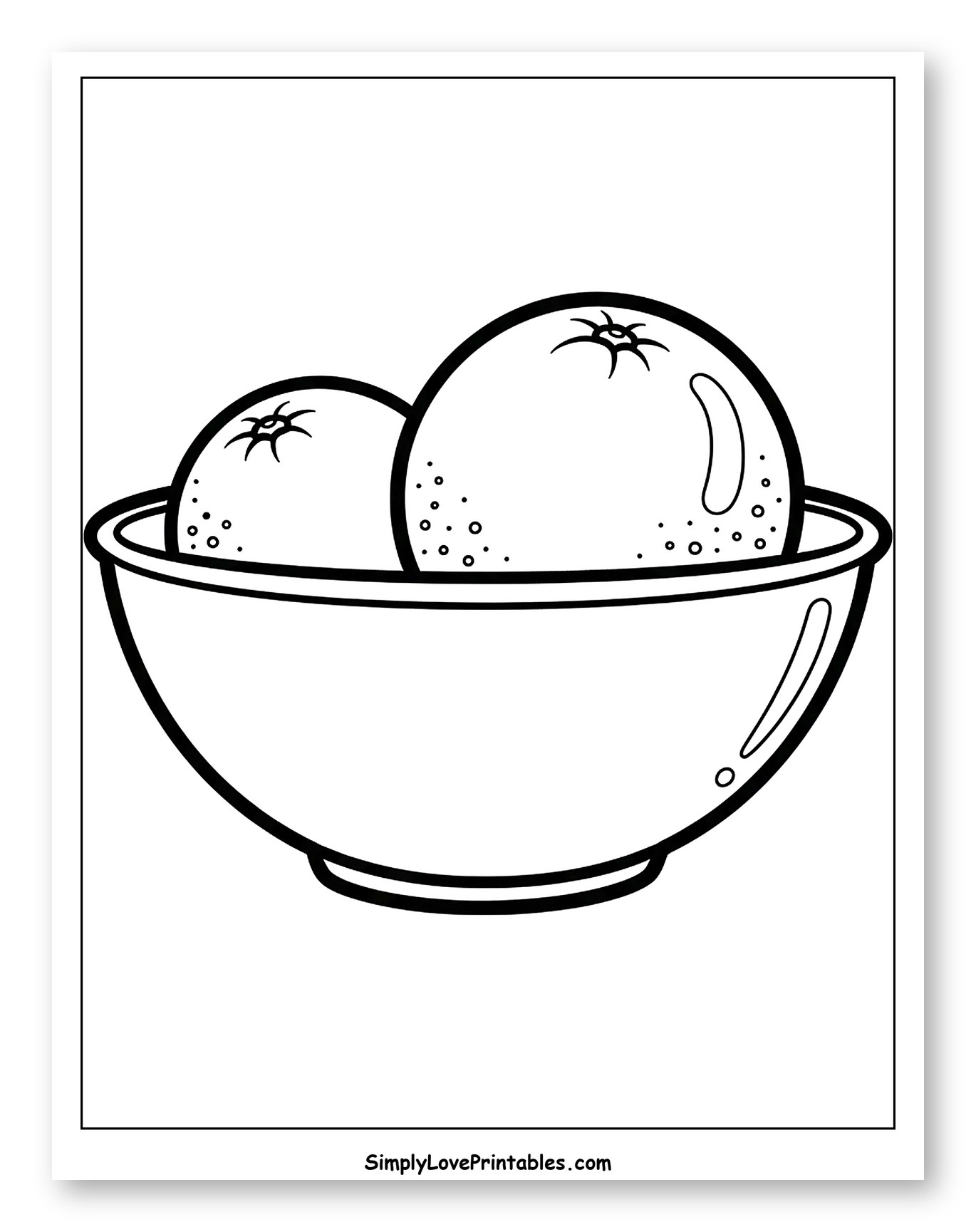 Two Oranges in a Bowl Coloring Sheet for Toddlers