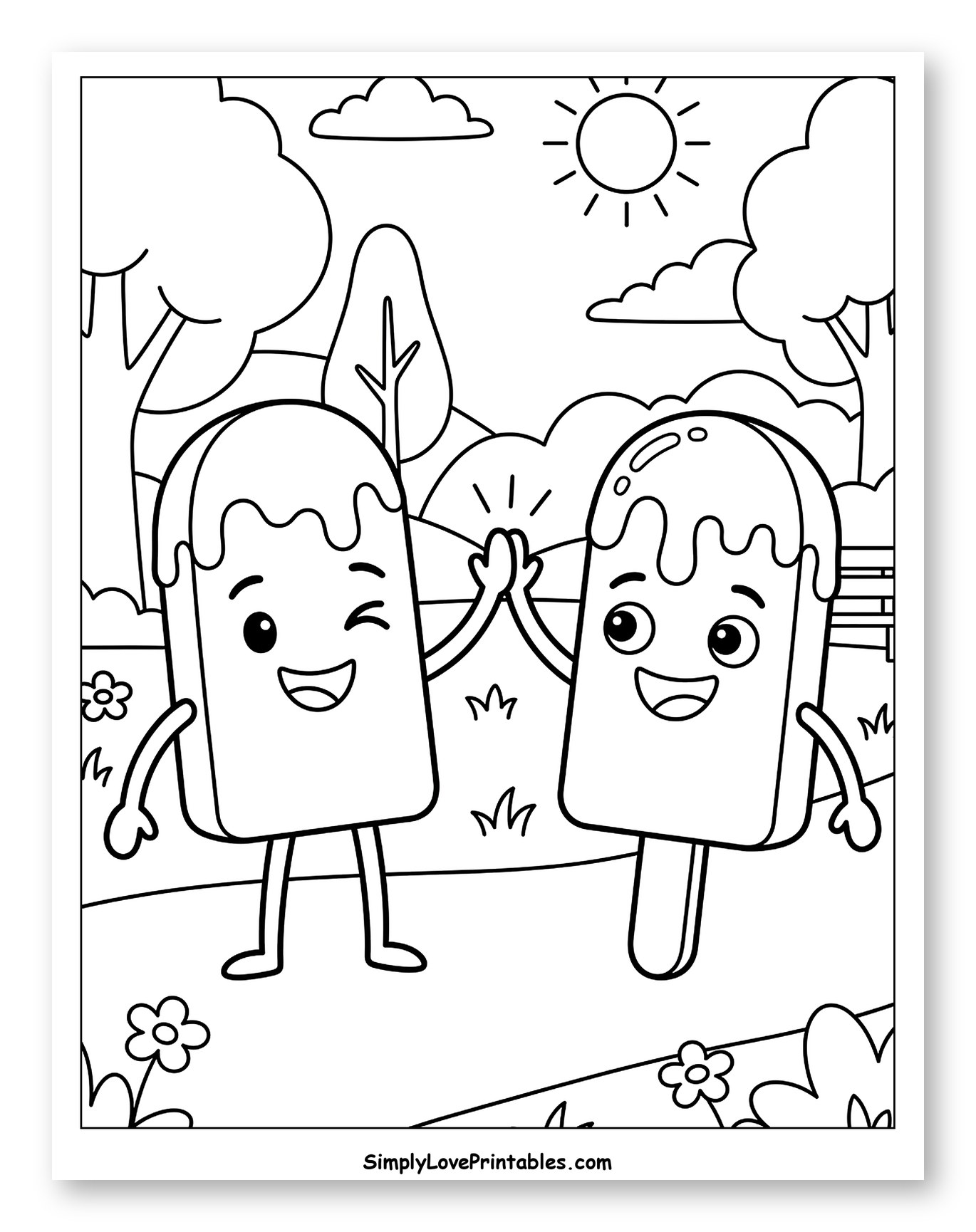 Two Popsicles High-Fiving in a Sunny Park