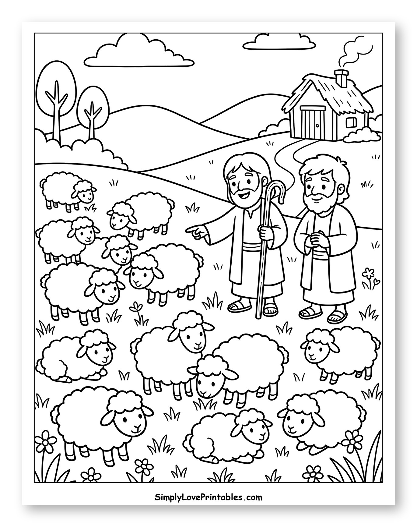 Two Shepherds with Their Flock in a Field