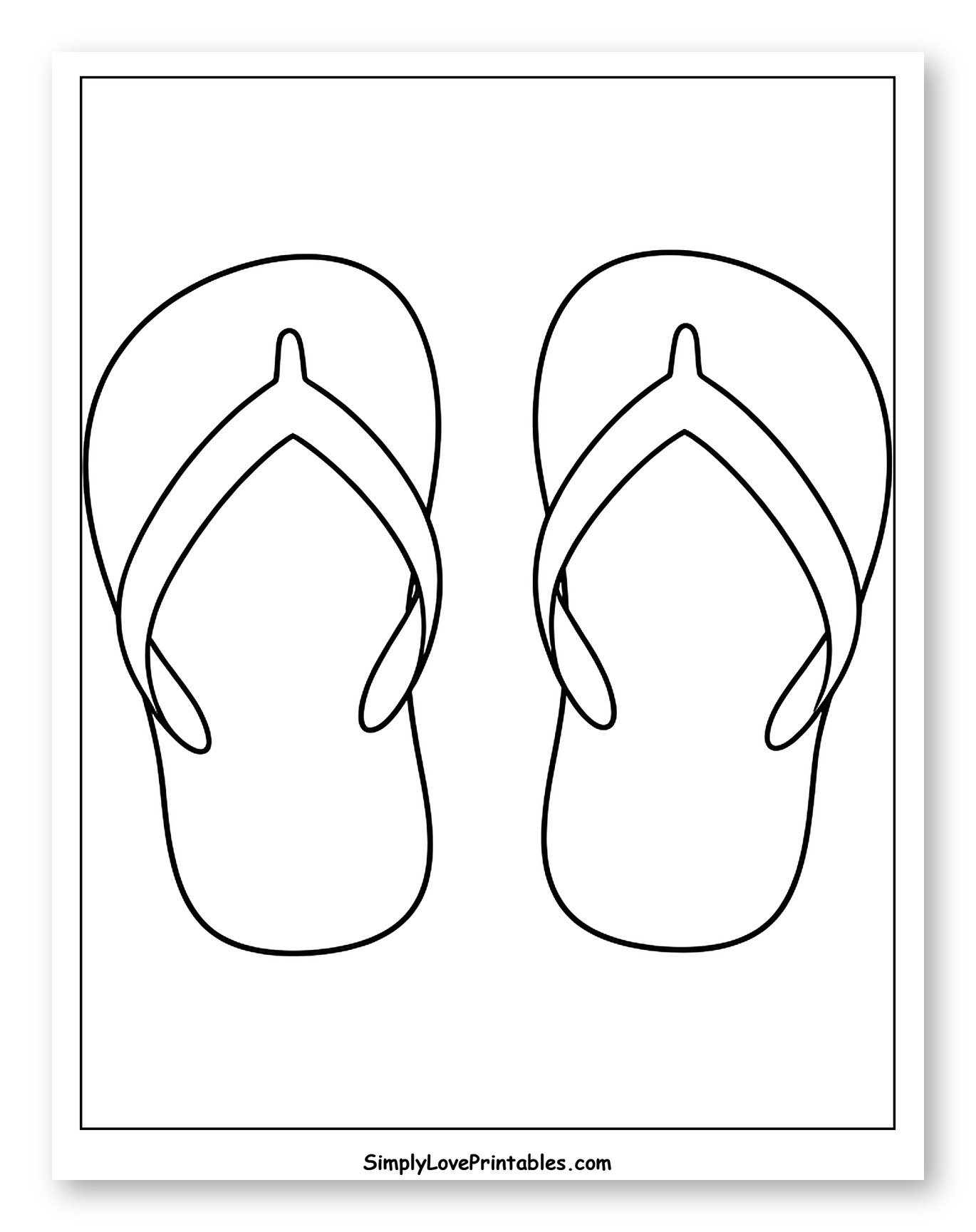 Two Simple Outline Flip Flops to Color for Toddlers