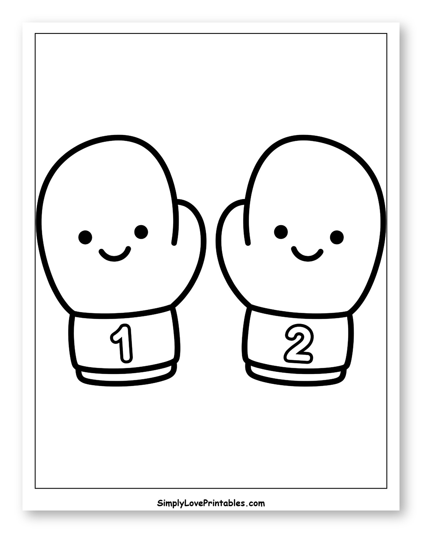 Two Smiling Boxing Gloves with Numbers