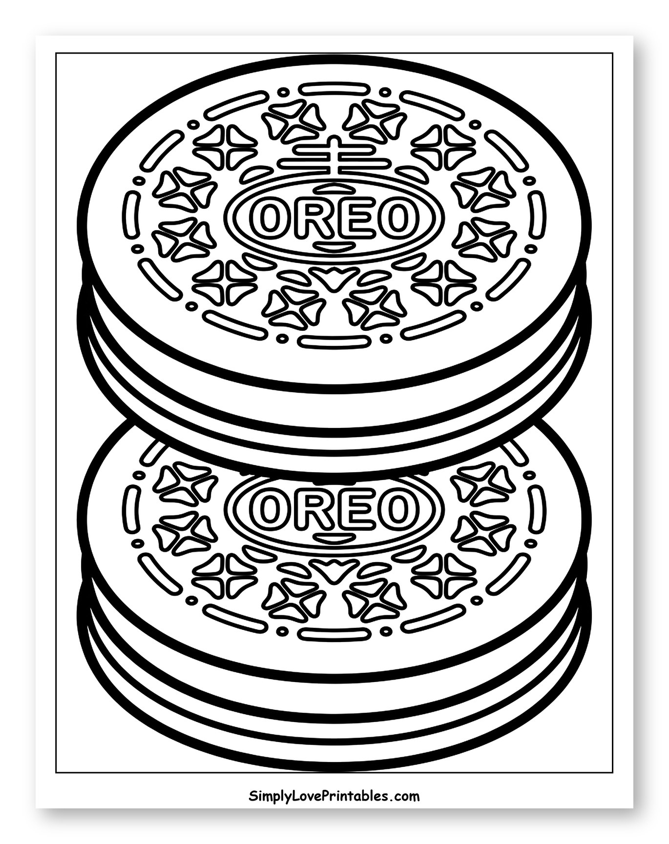 Two Stacks of Oreo Cookies Coloring Page for Toddlers