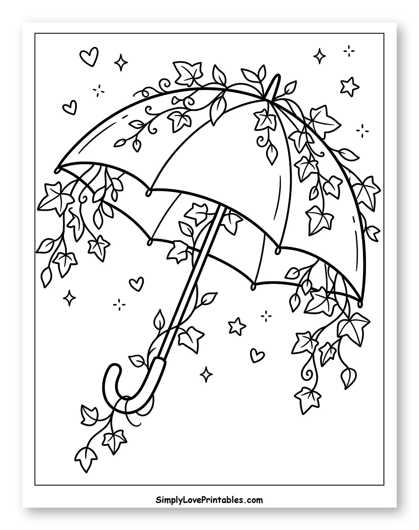 Umbrella Adorned with Ivy Leaves and Stars