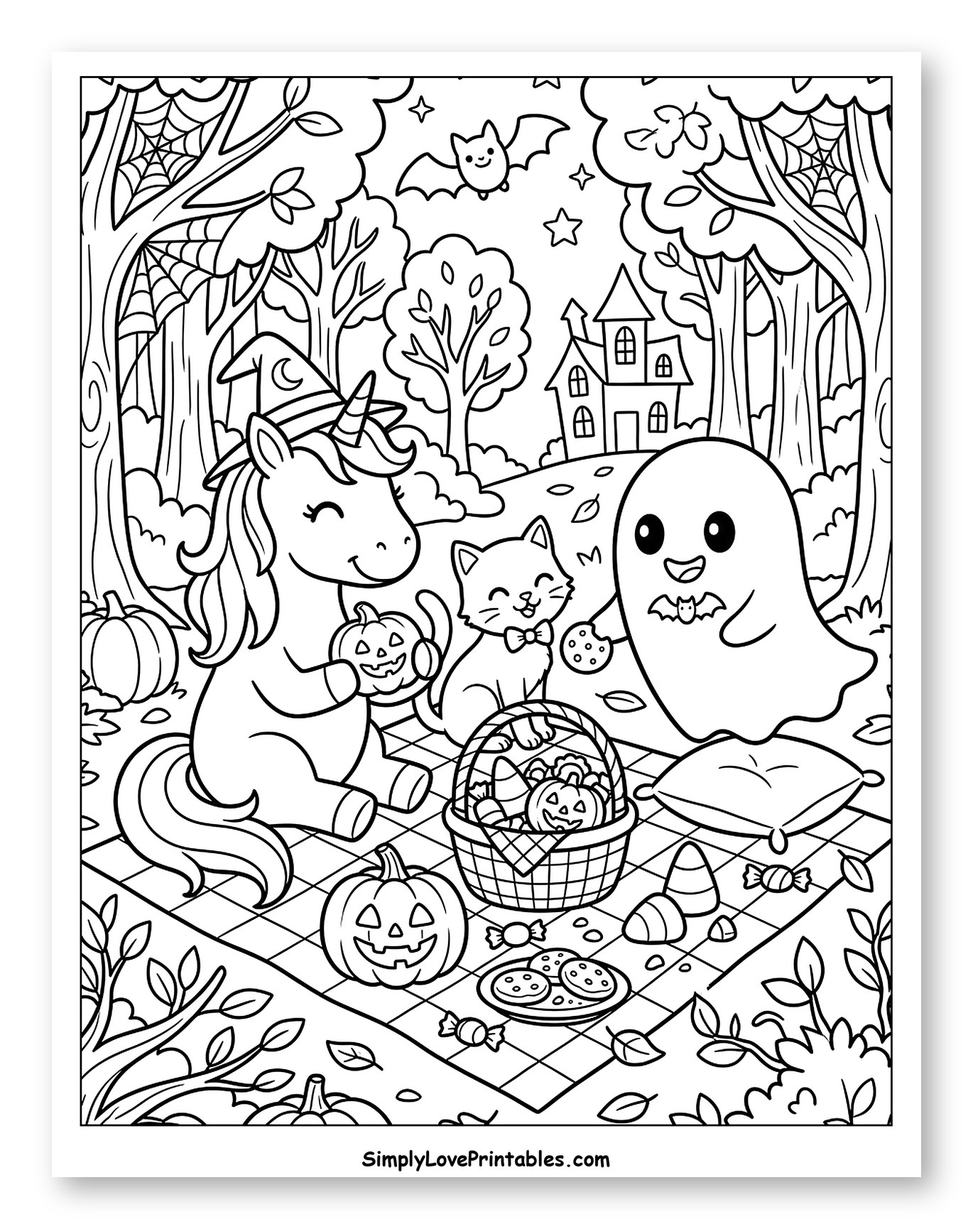 Unicorn Cat Ghost Halloween Picnic