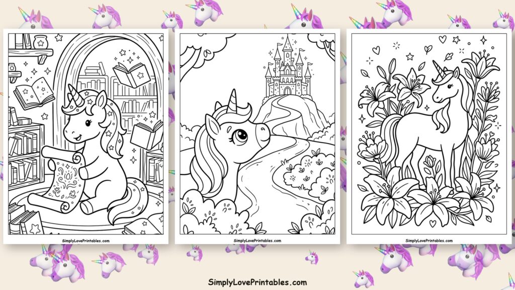 Unicorn coloring pages featured image