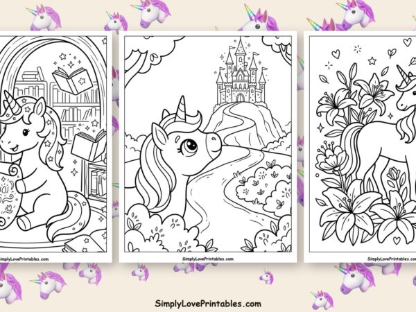 Unicorn coloring pages featured image
