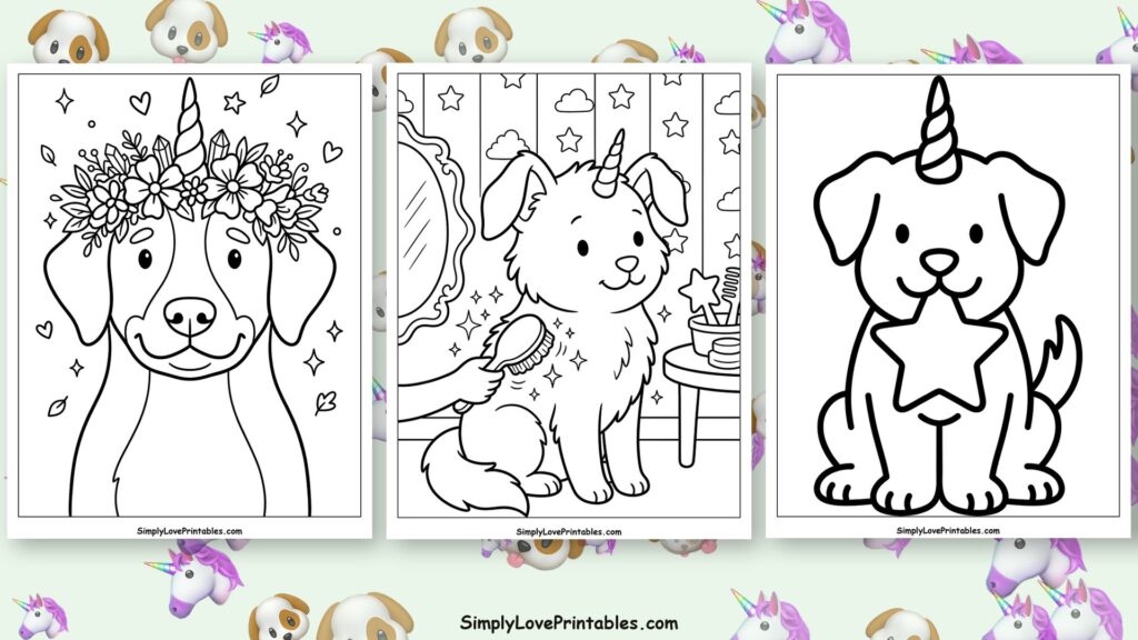 unicorn dog coloring pages featured image
