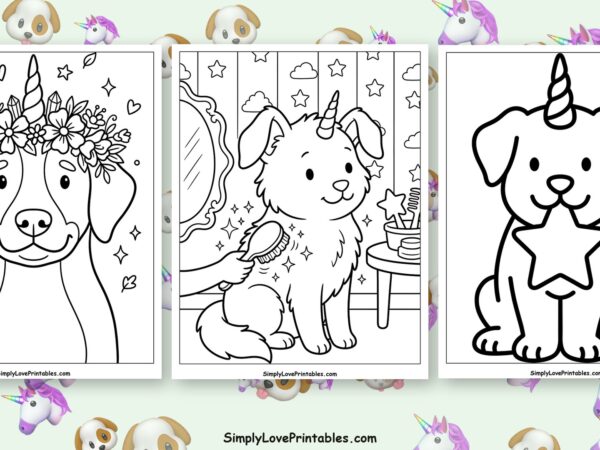 unicorn dog coloring pages featured image