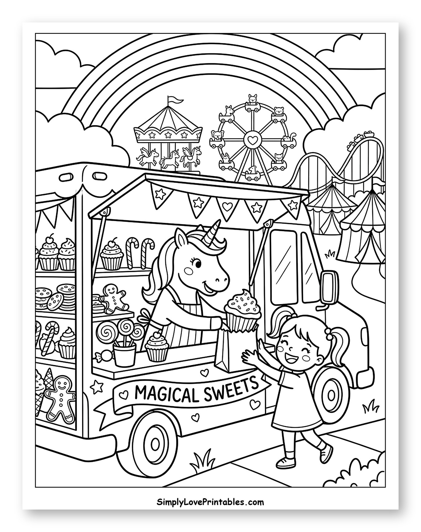 Unicorn Food Truck at Amusement Park