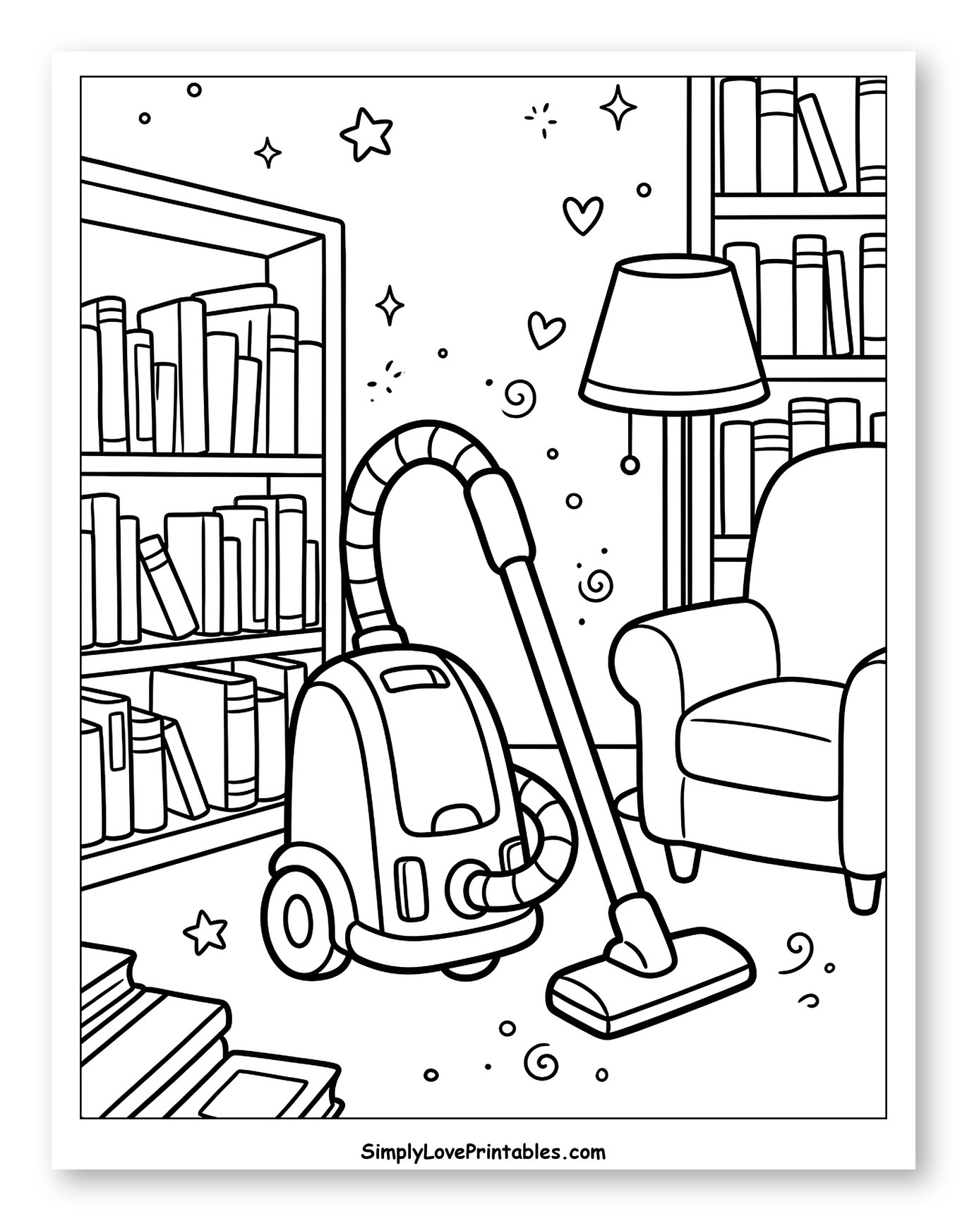 Vacuum Cleaner in a Cozy Library Room