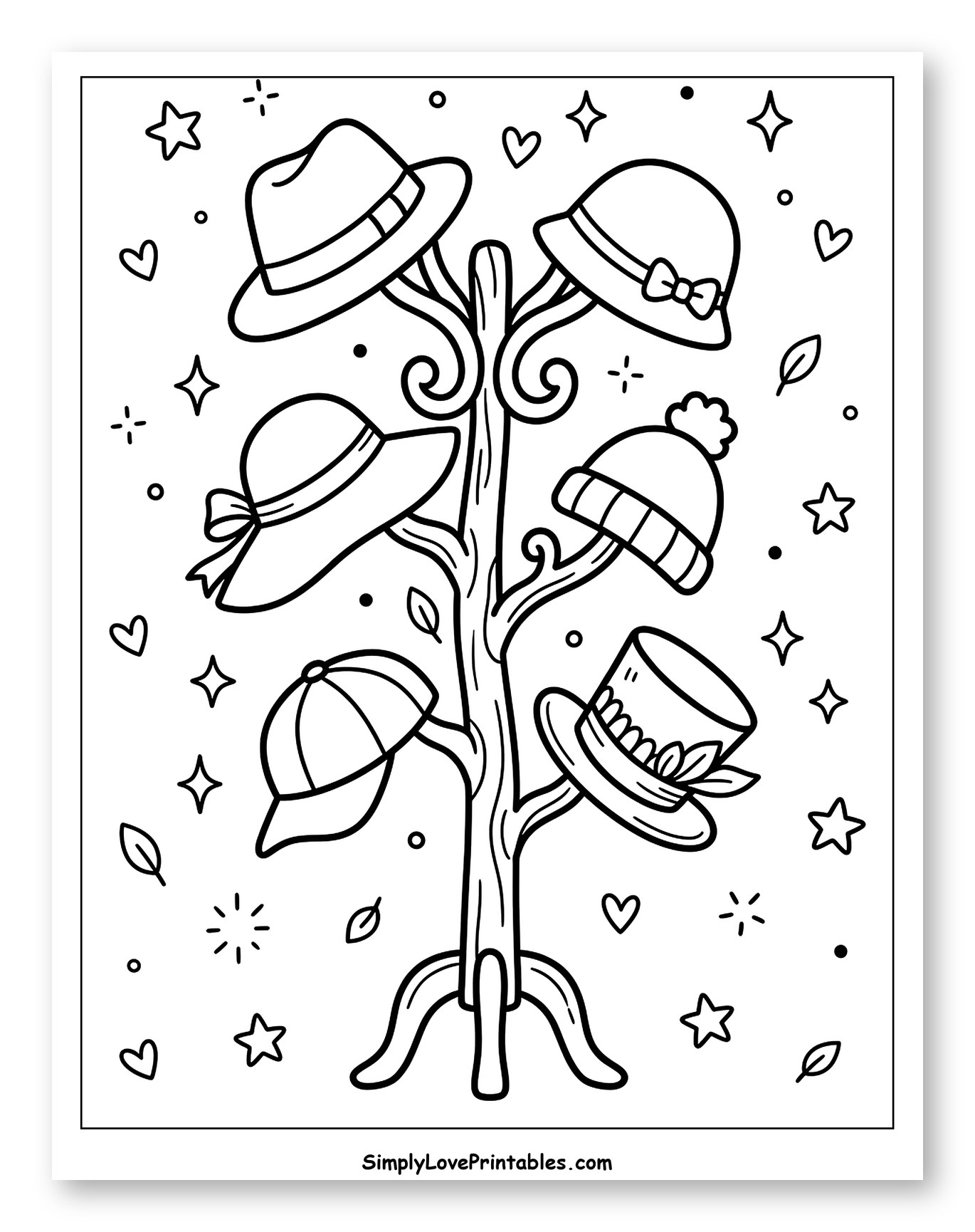Various Hats on a Stylish Hat Rack