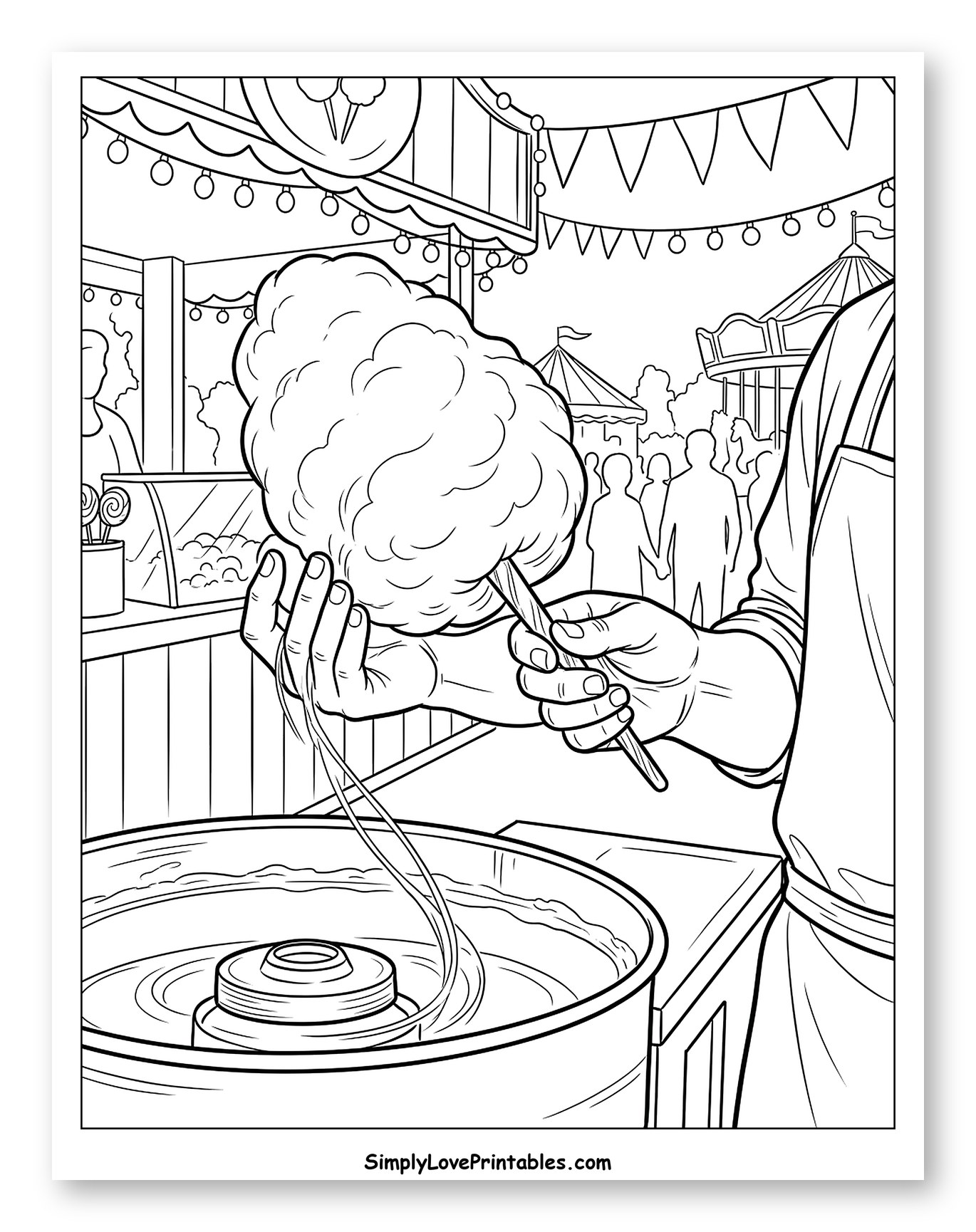 Vendor Making Cotton Candy at Fair