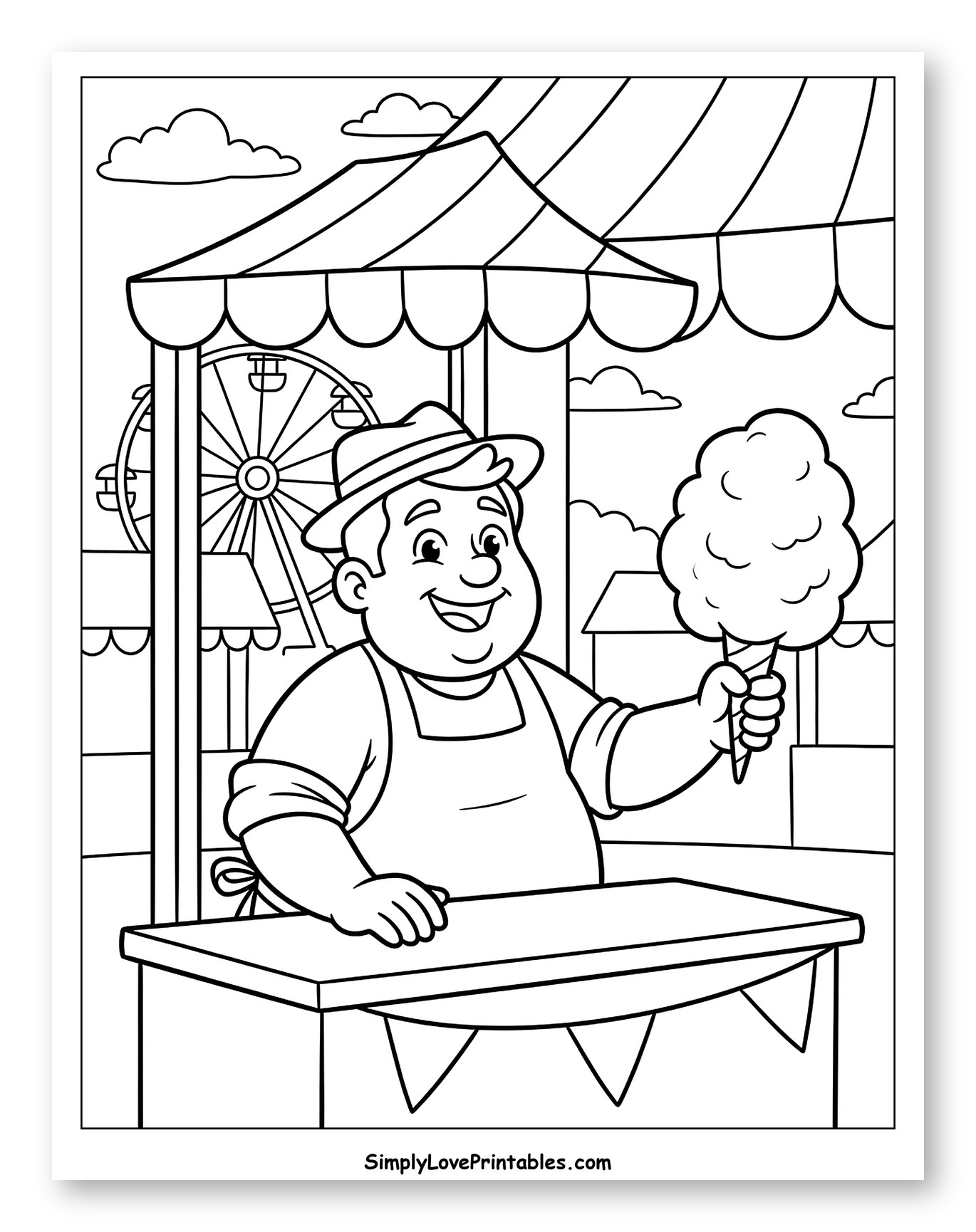 Vendor Selling Cotton Candy at a Carnival