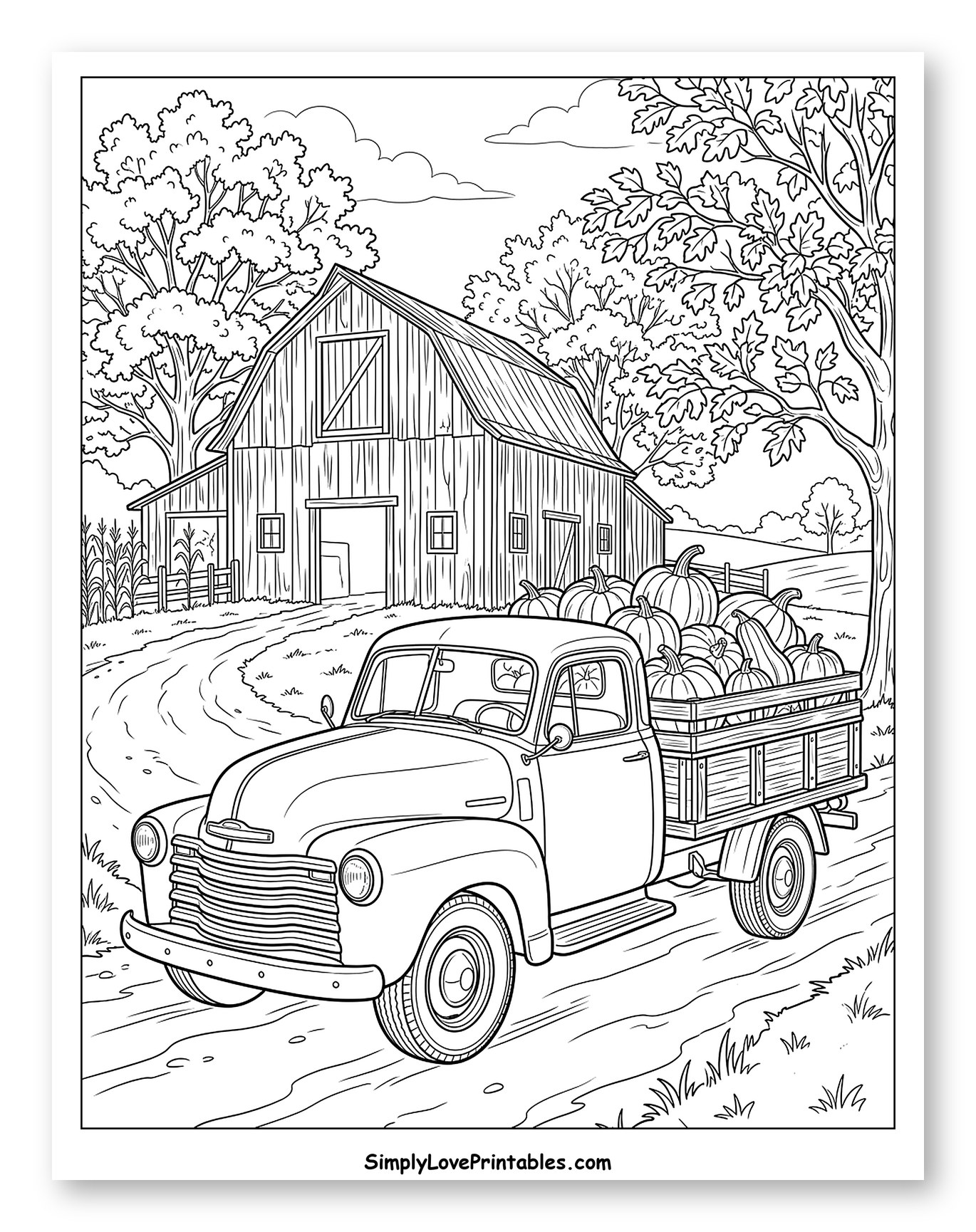 Vintage Farm Truck Loaded with Autumn Pumpkins