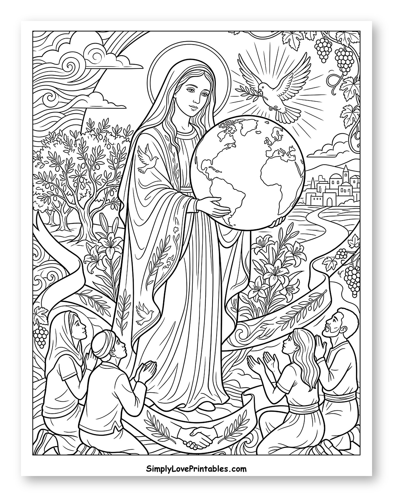 Virgin Mary Holding Earth, Surrounded by Devotion