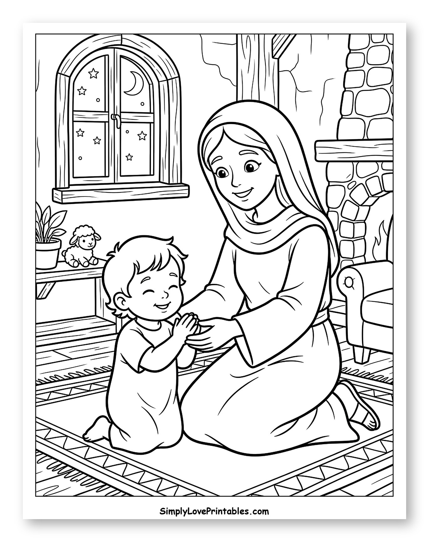 Virgin Mary Teaching Child to Pray
