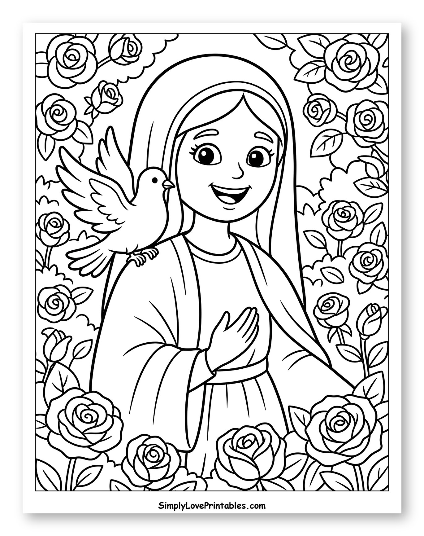 Virgin Mary with Dove and Roses