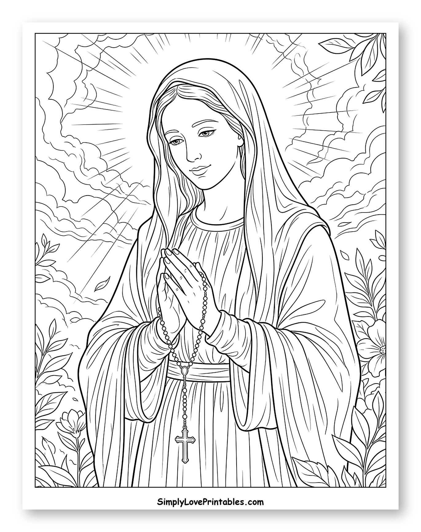 Virgin Mary with Rosary in Prayer
