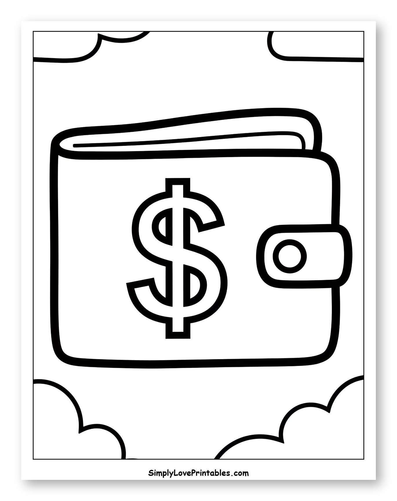 Wallet with Dollar Sign and Clouds