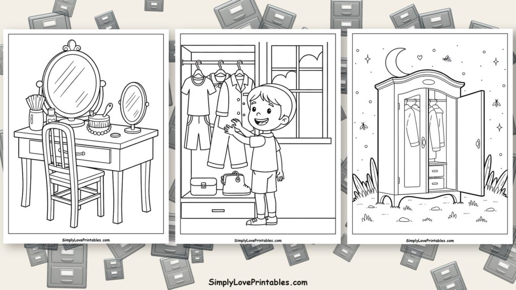 Wardrobe coloring pages featured image