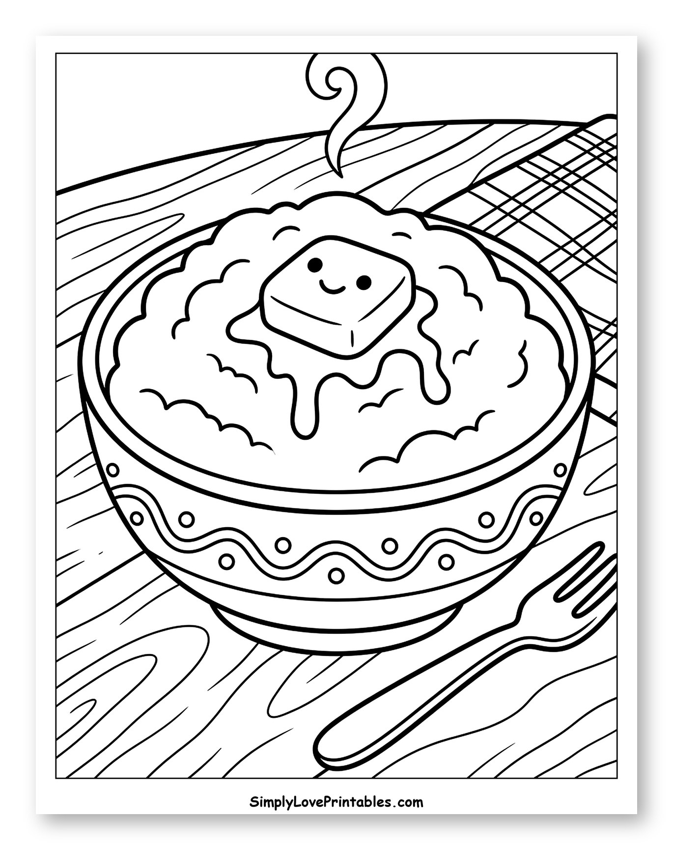 Warm Bowl of Mashed Potatoes with Smiling Butter