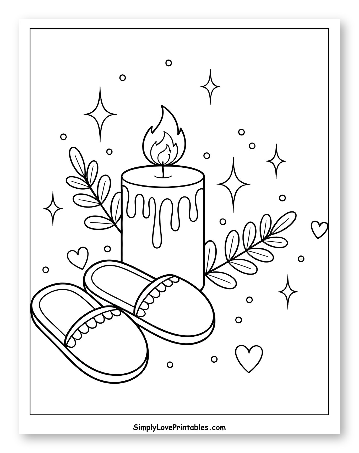 Warm Candle, Slippers, and Twinkling Details