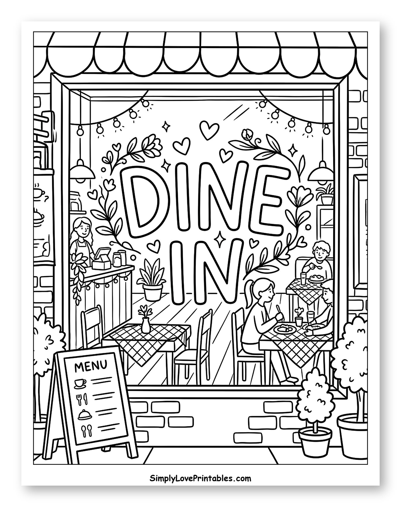 Warm Restaurant Window with 'Dine In'