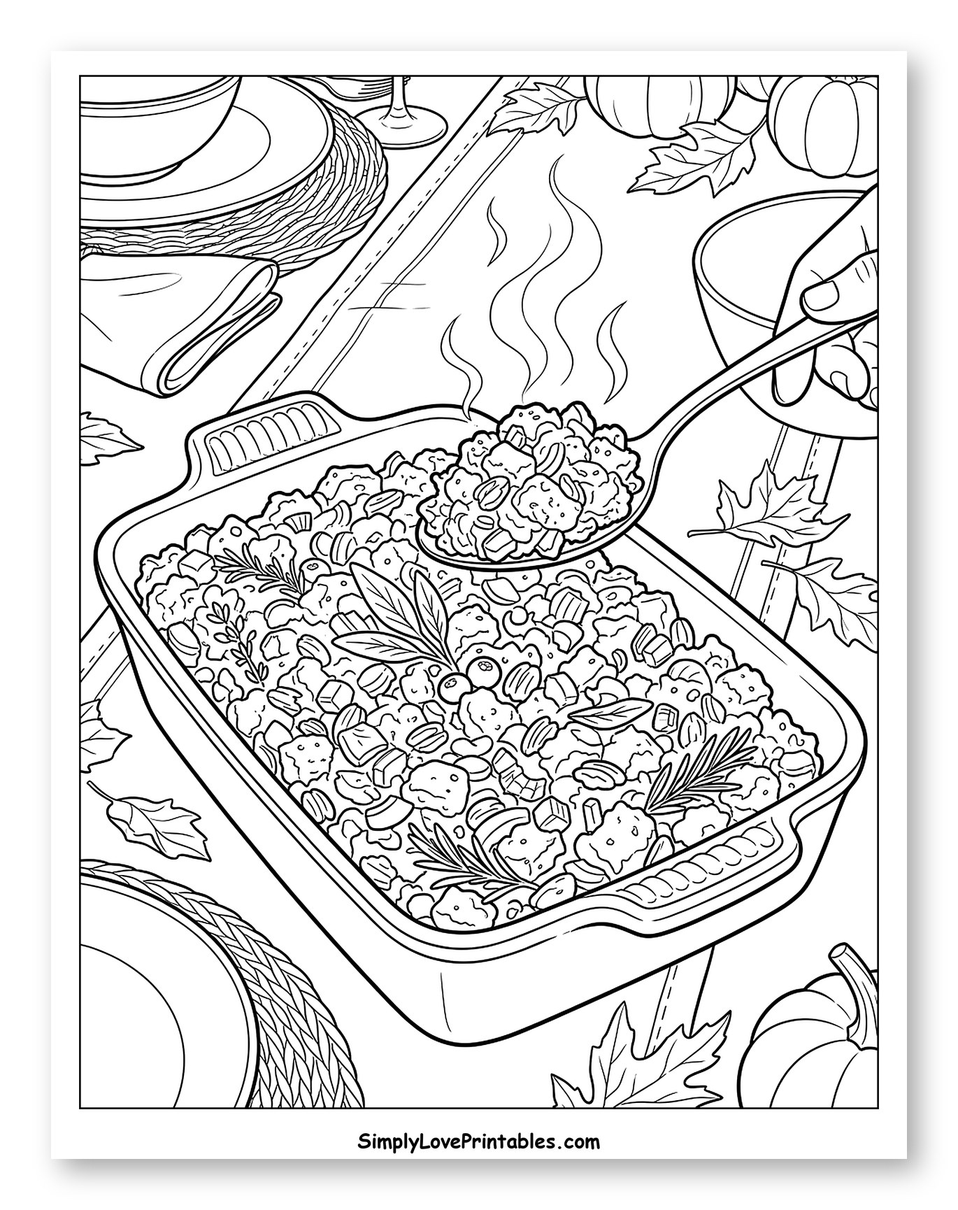 Warm Thanksgiving Stuffing Casserole Being Served