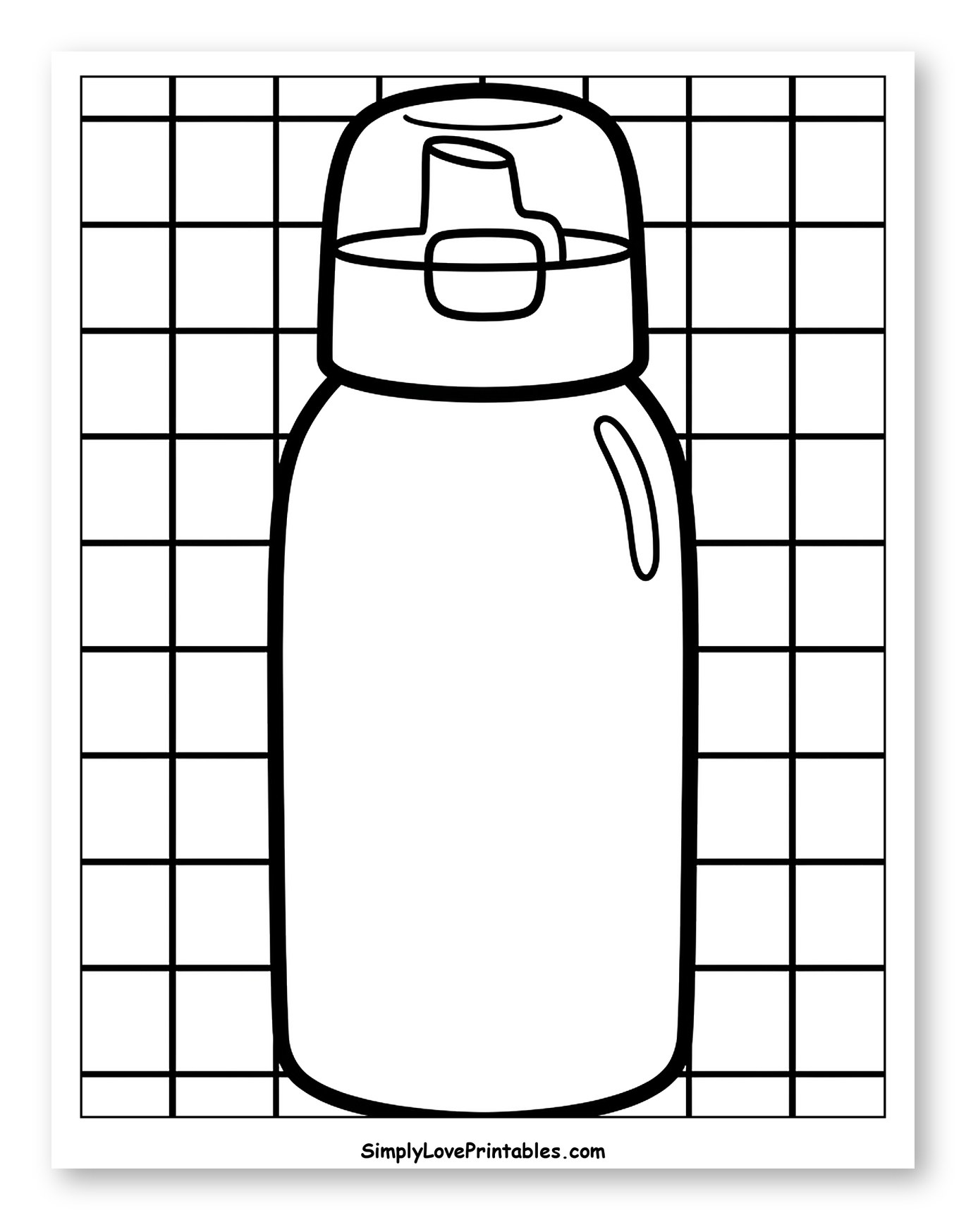 Water Bottle with Sipper Cap and Grid Background