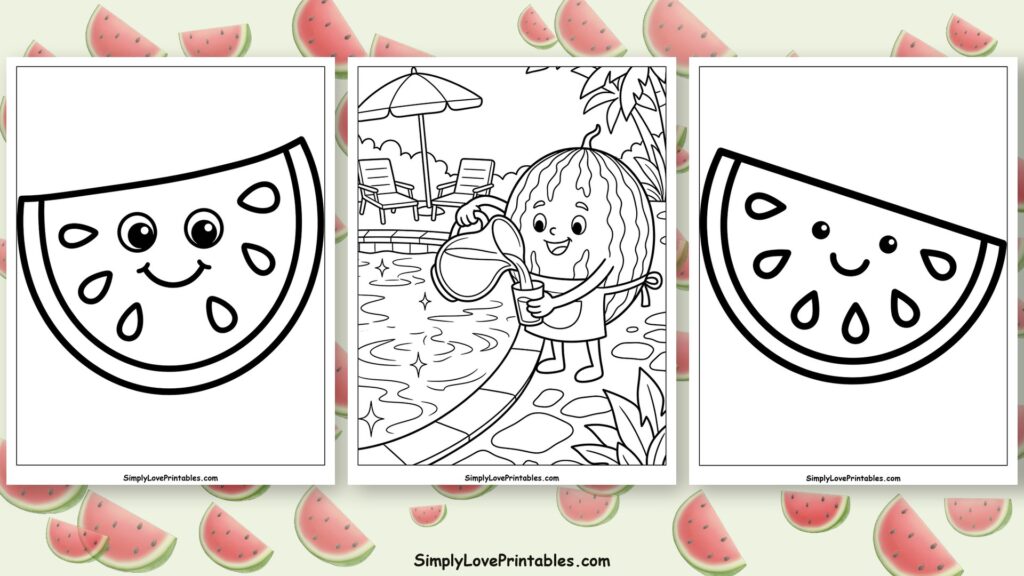 Watermelon coloring pages featured image
