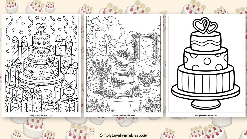 Wedding cake coloring pages featured image
