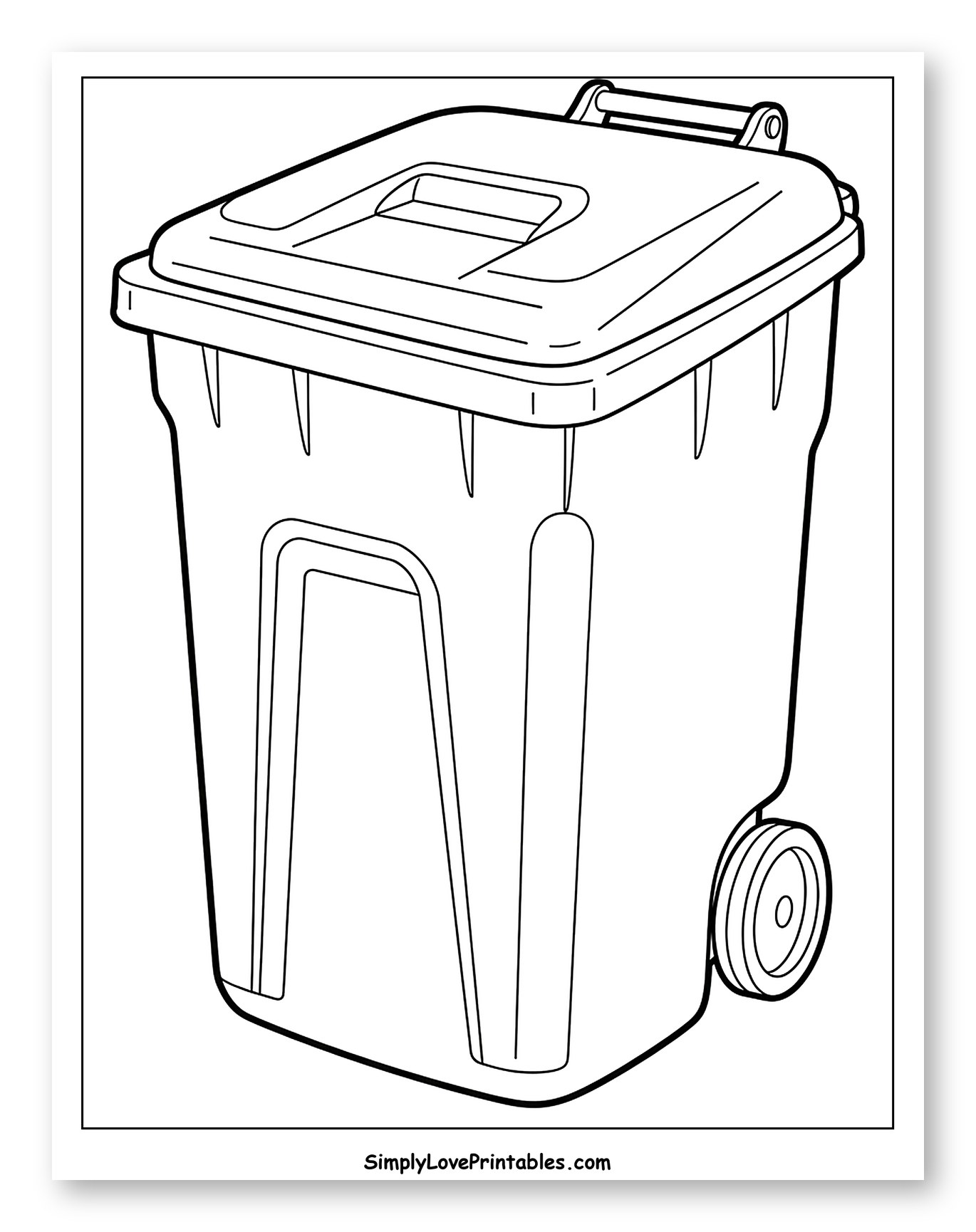 Wheeled Garbage Can with Lid and Handle