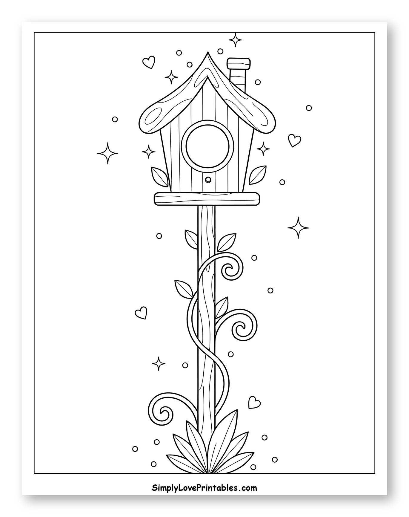 Whimsical Birdhouse on a Leafy Pole