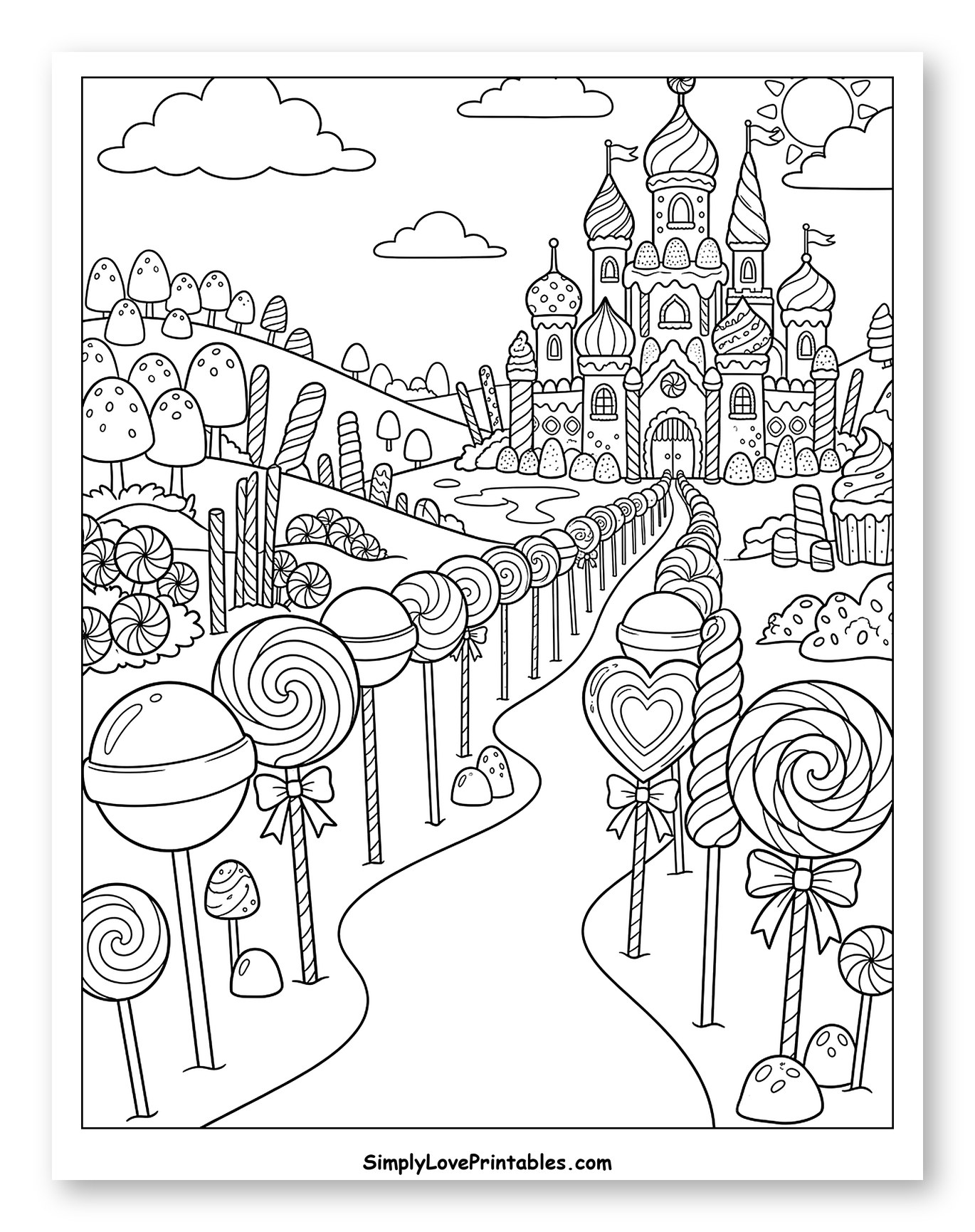 Whimsical Candy Land Castle with Lollipops