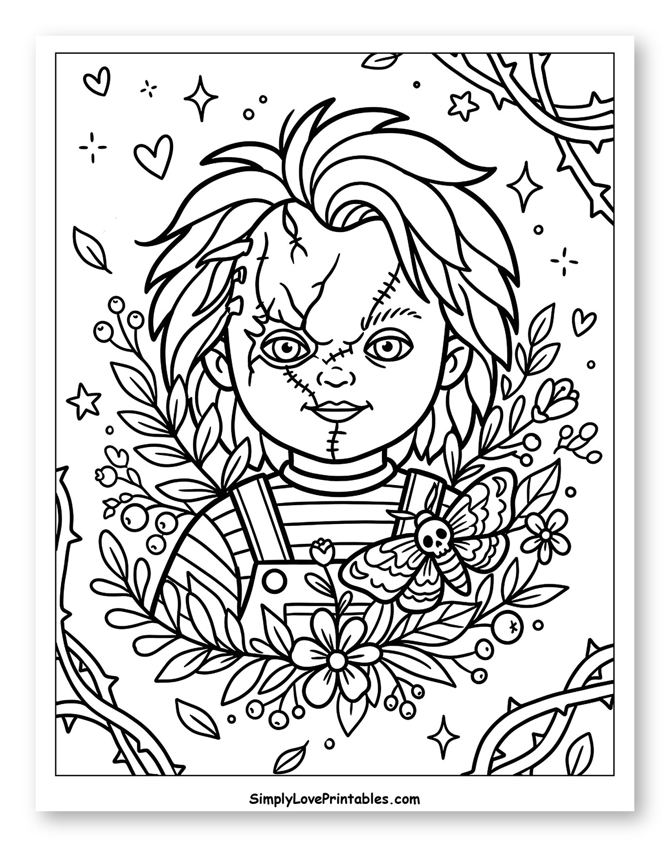 Whimsical Chucky Doll in a Nature Frame