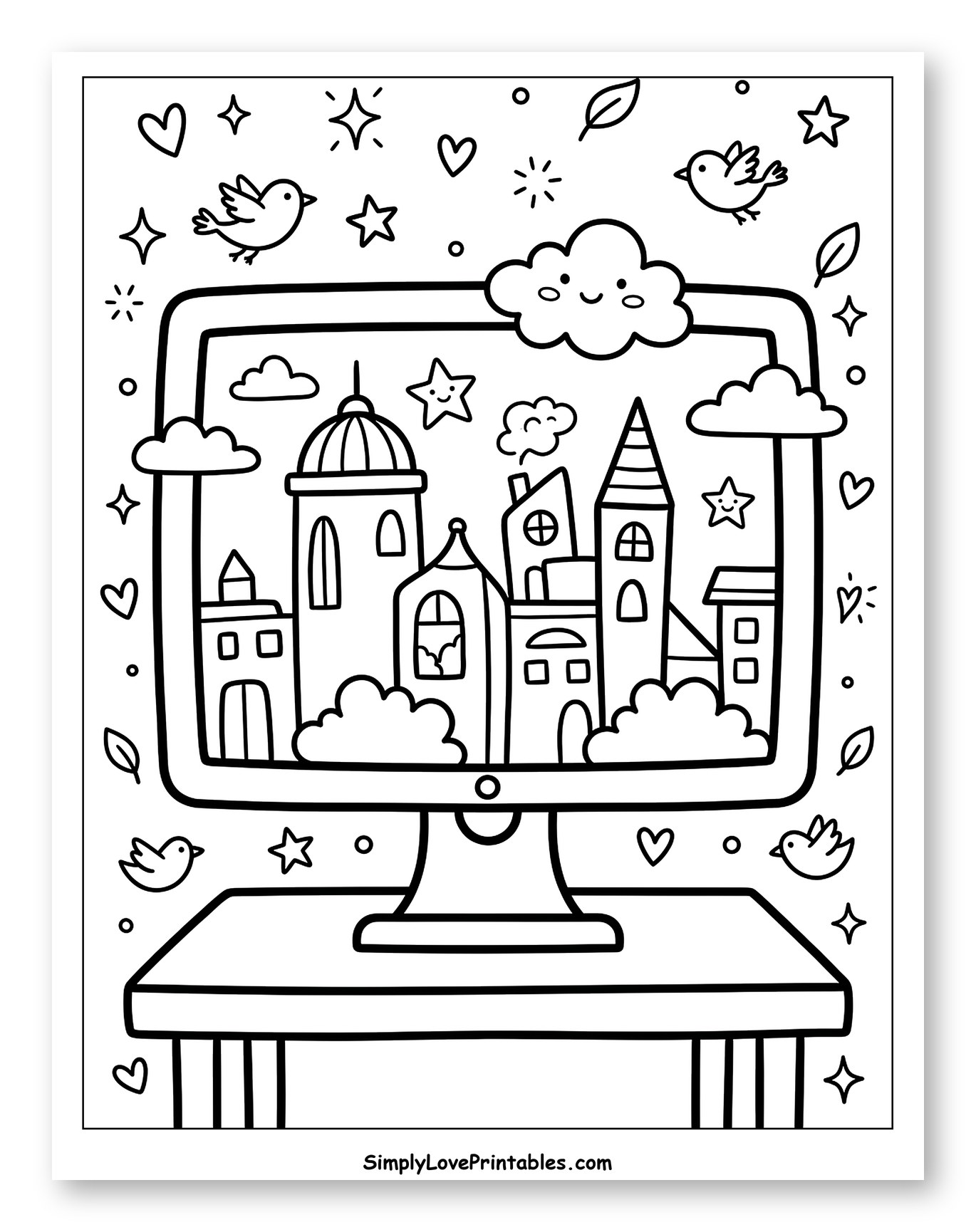 Whimsical City View on a Desktop Screen