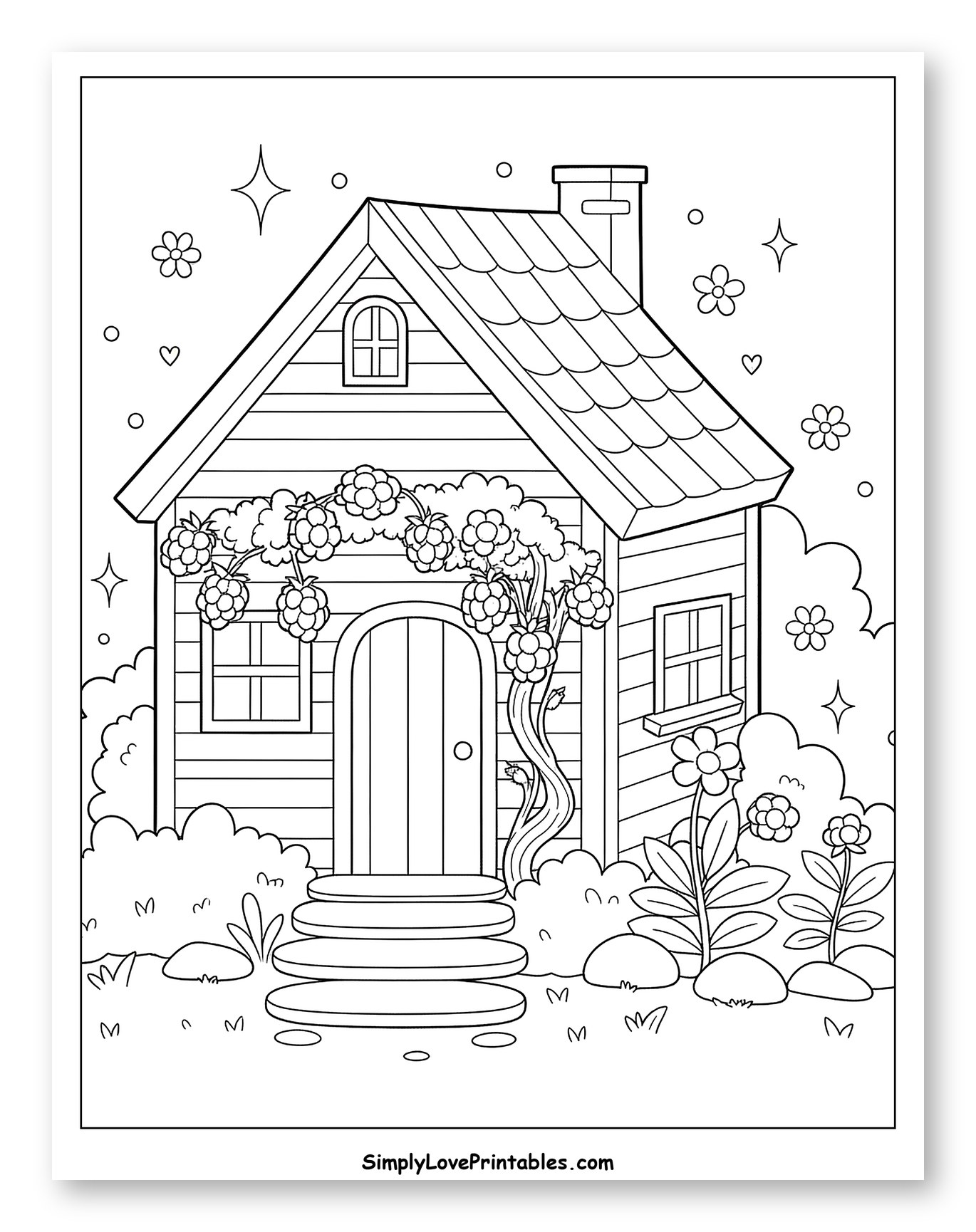 Whimsical Cottage with Berries and Garden Path