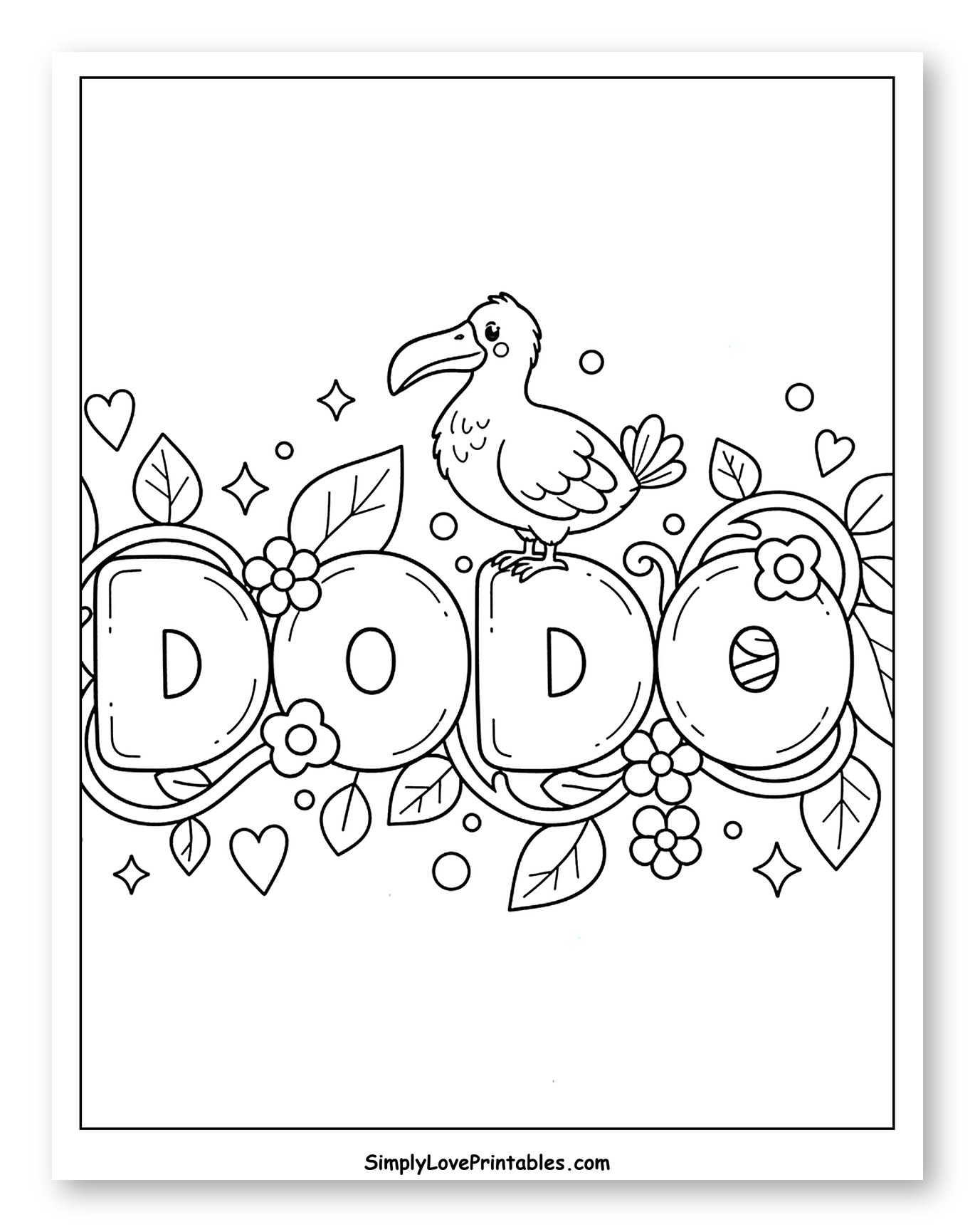 Whimsical Dodo Bird and Decorated Text