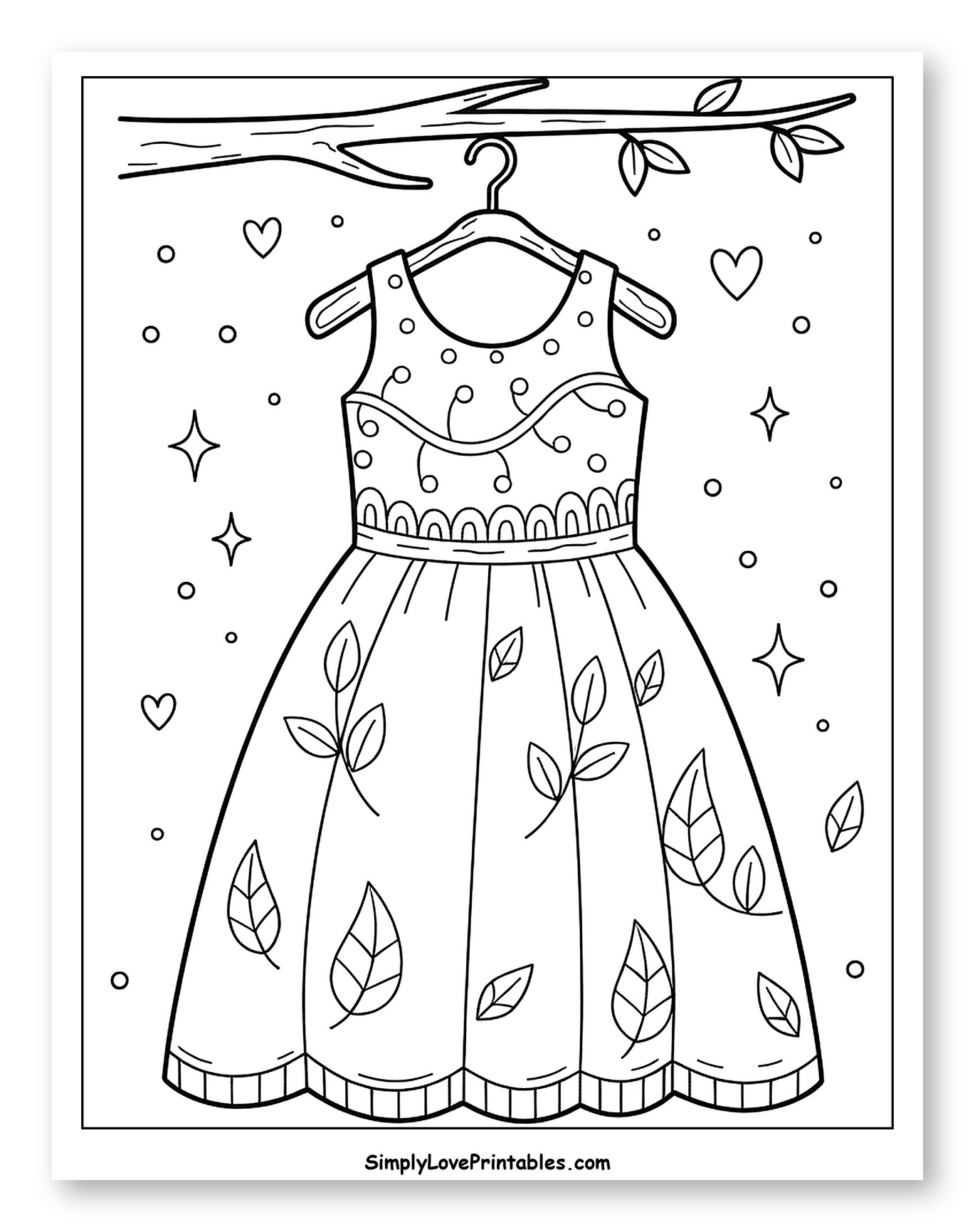 Whimsical Dress with Leaves and Sparkles