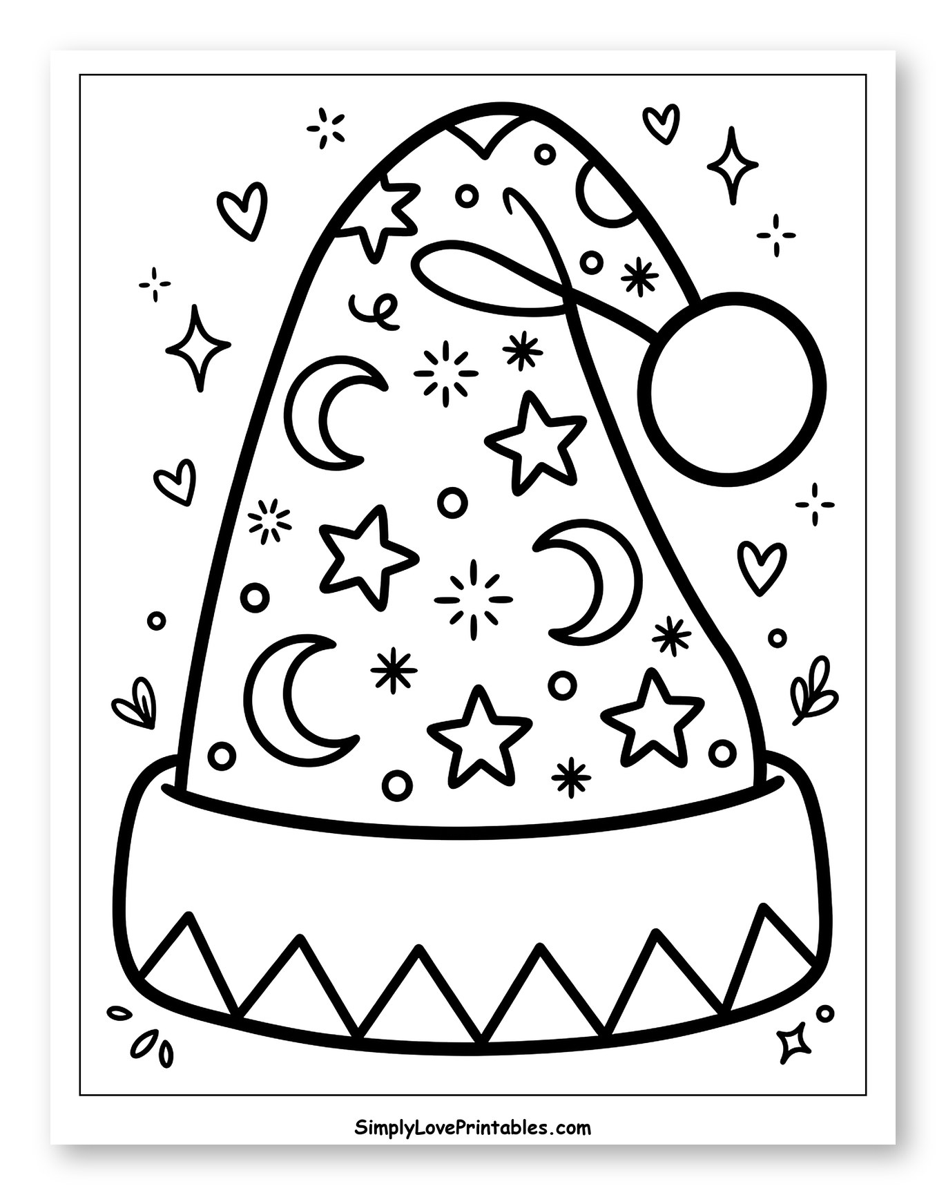 Whimsical Elf Hat Decorated with Stars and Moons