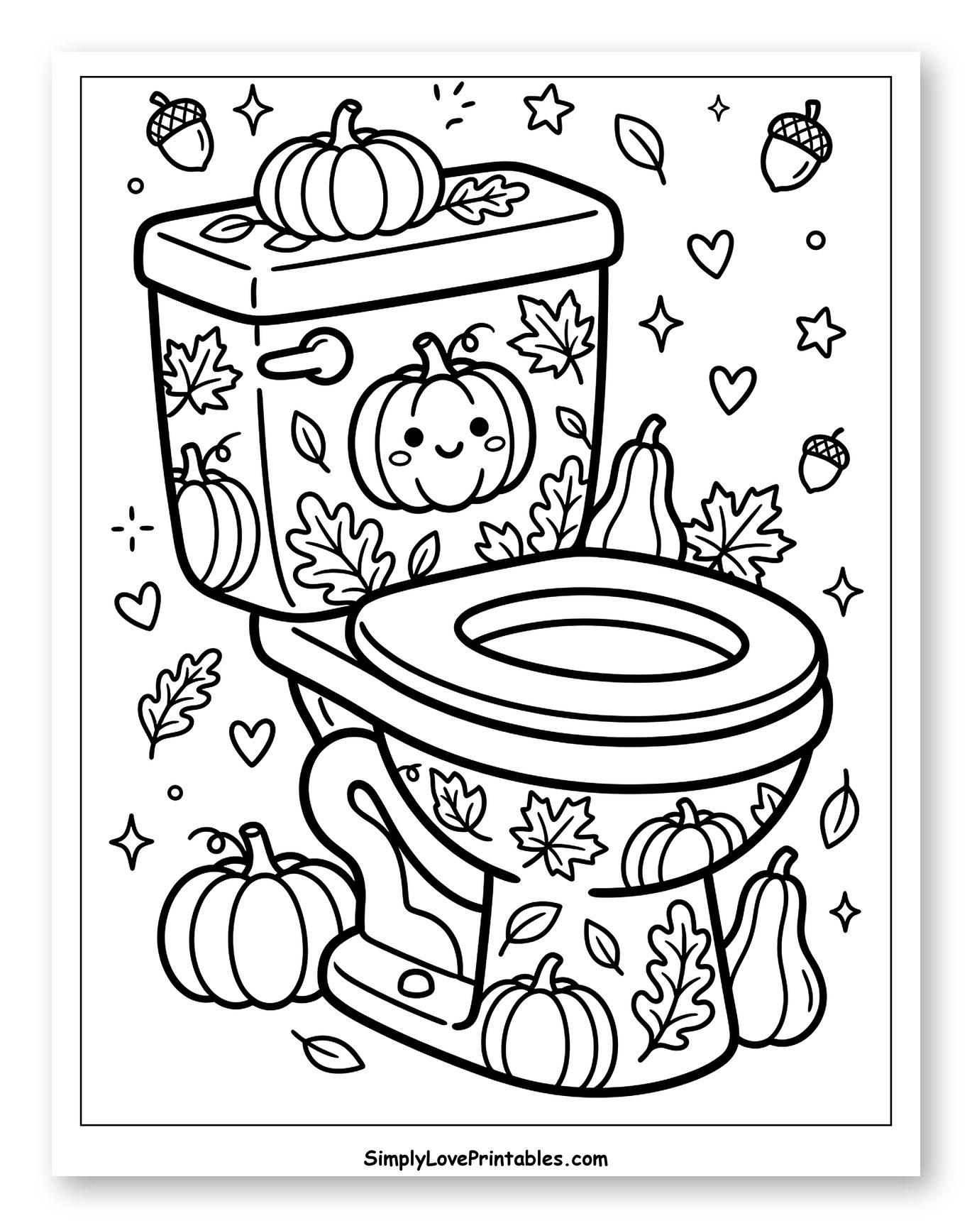 Whimsical Fall-Themed Toilet with Smiling Pumpkin